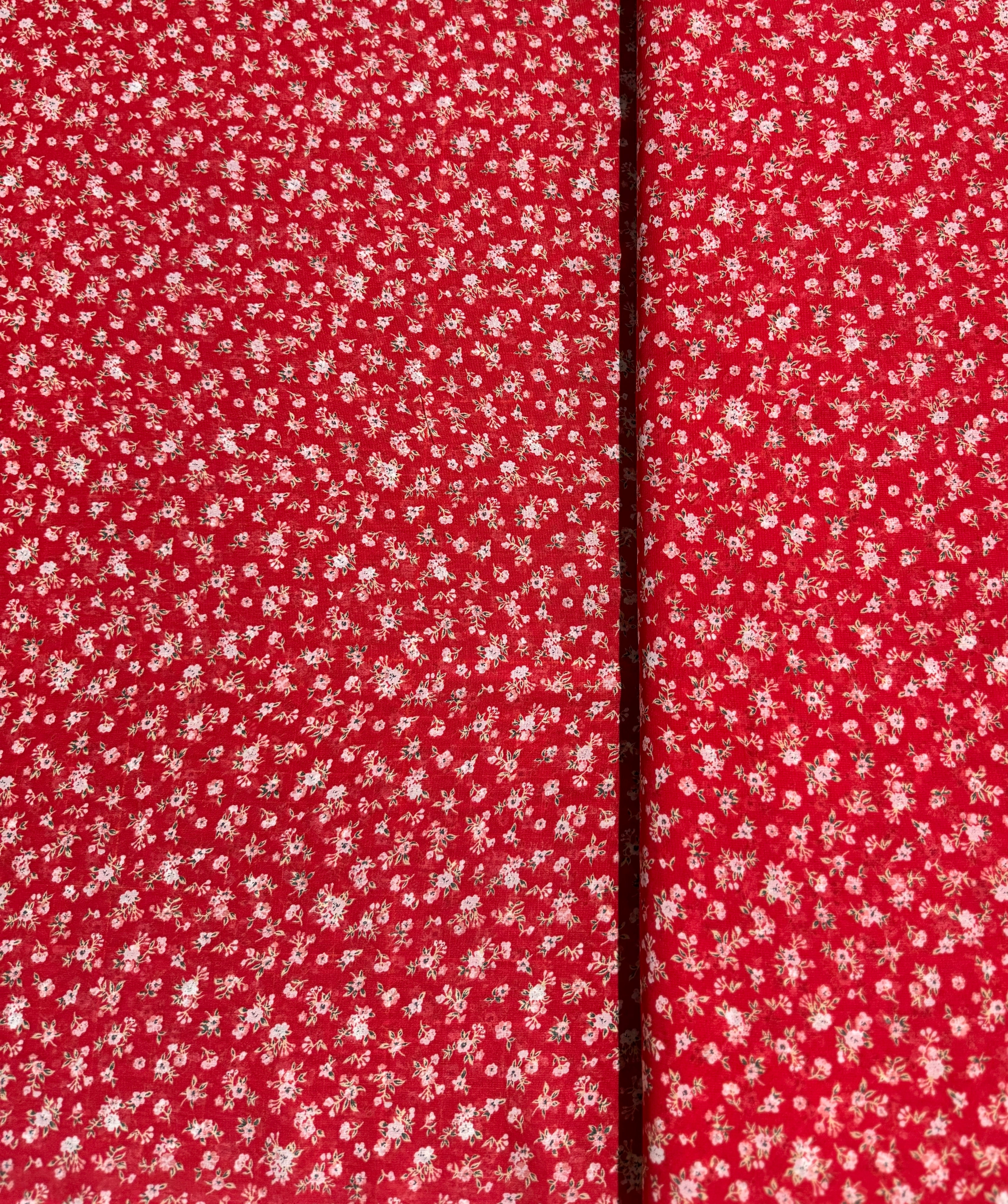 High Multi Sheer Floral Chiffon Red Yardage