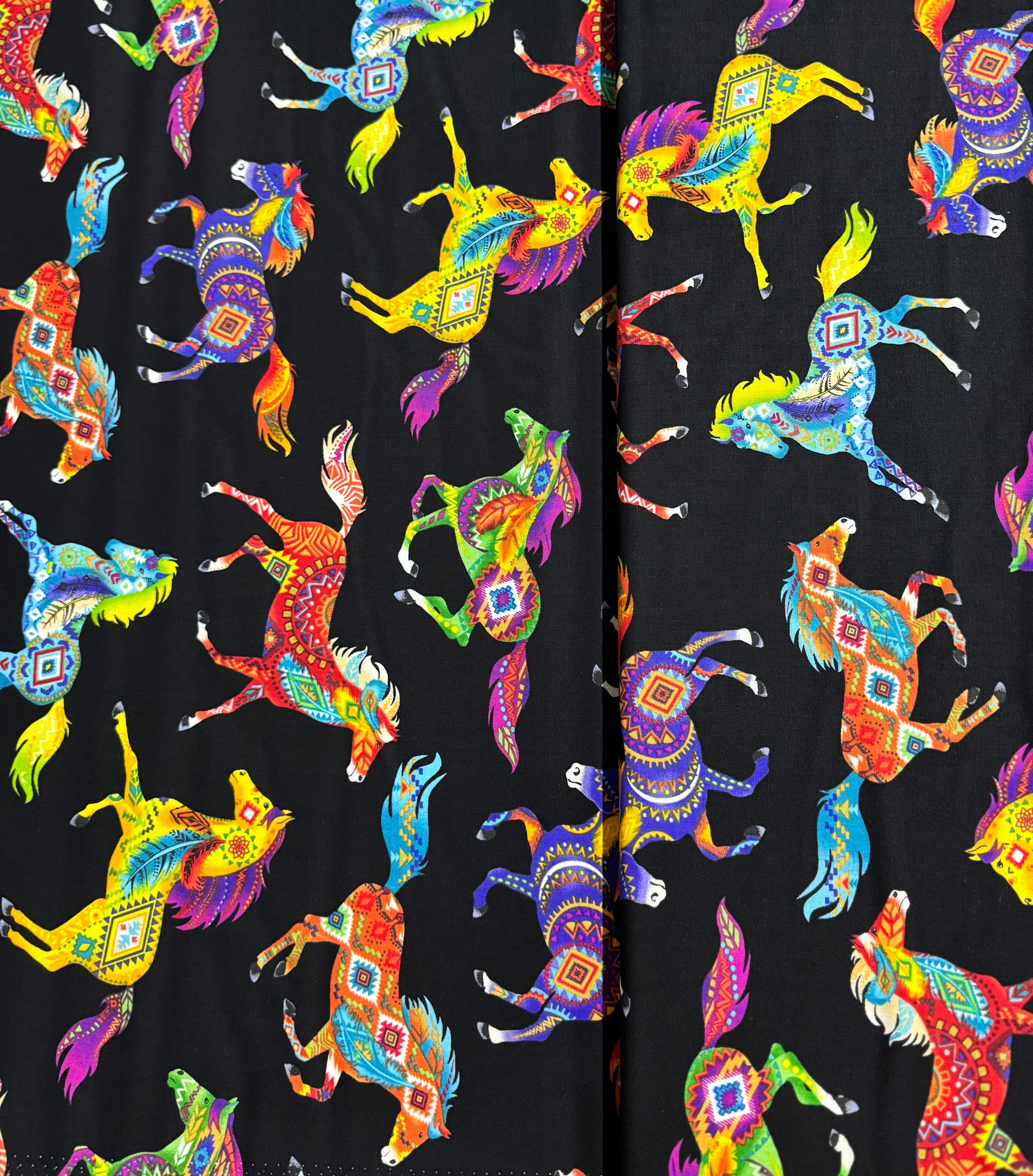 Southwest - Horses fabric by Timeless Treasures featuring wild horses in a scenic desert print on 100% cotton.