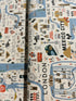 Bon Voyage City Guide Natural Canvas fabric by Rifle Paper Co. for Cotton + Steel – travel map and icons on unbleached cotton/linen.