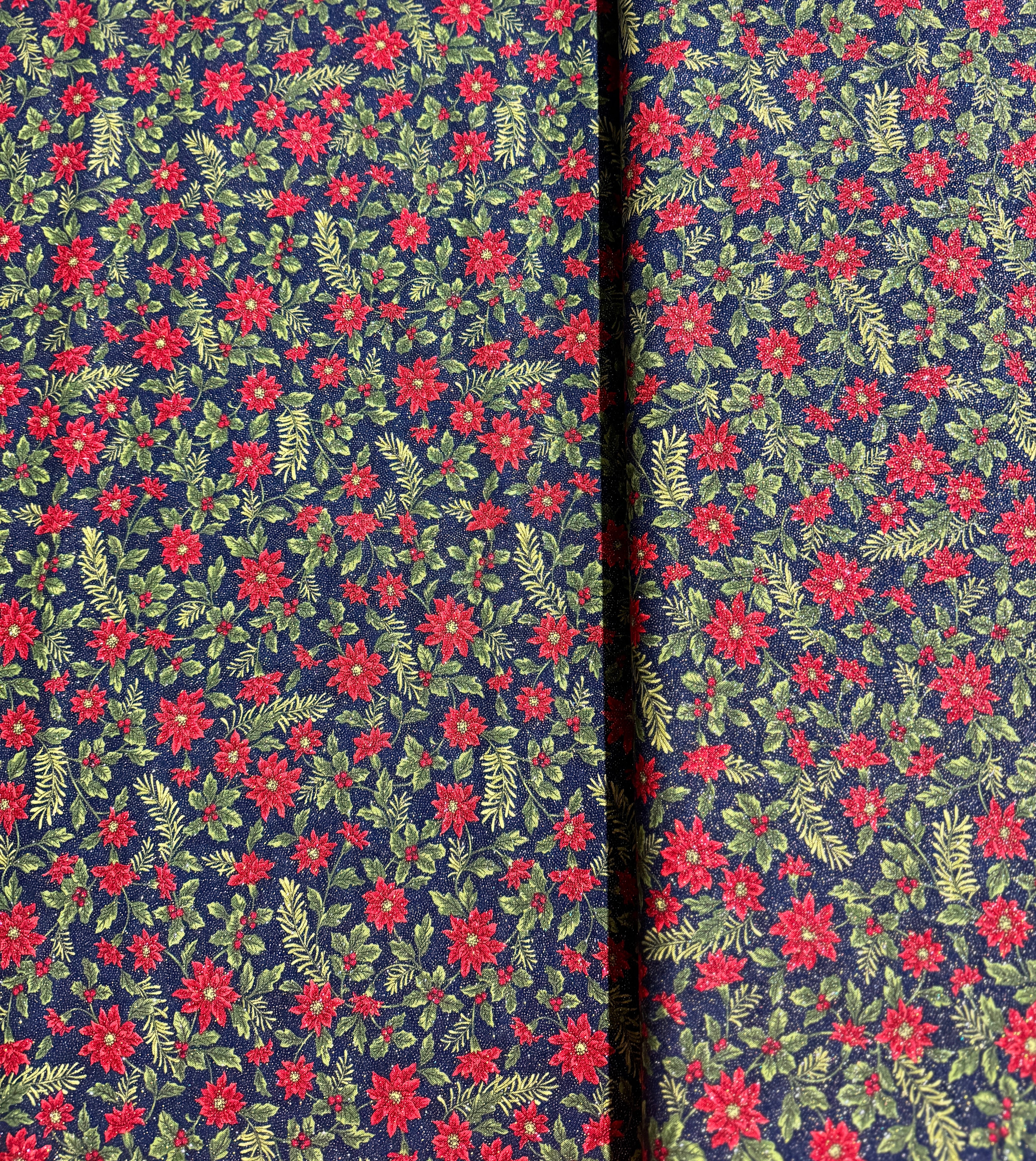 Sparkle Shine Glitter - Poinsettia Twilight Yardage