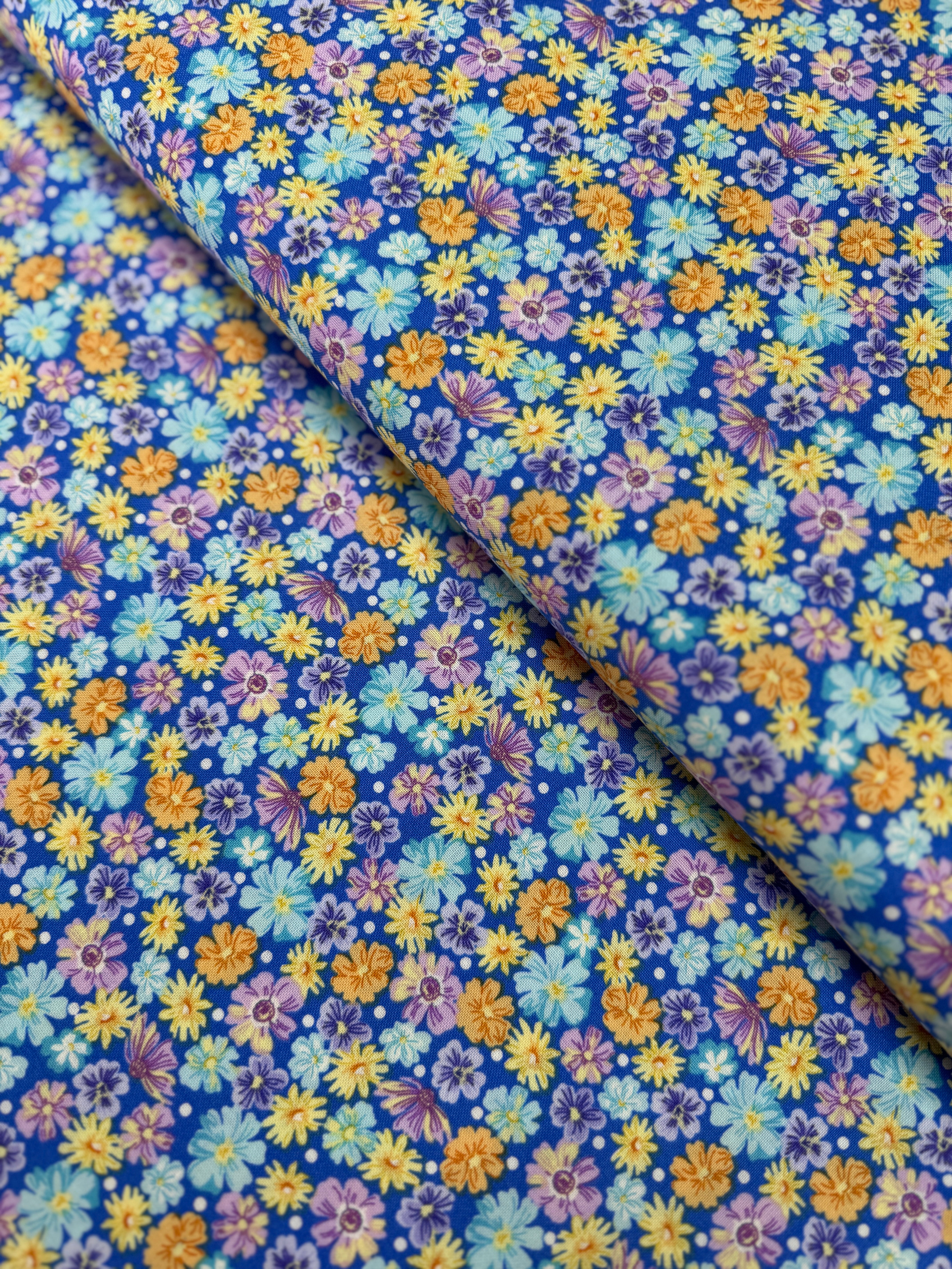 Flowerhouse - Packed Wildflowers Blue Yardage