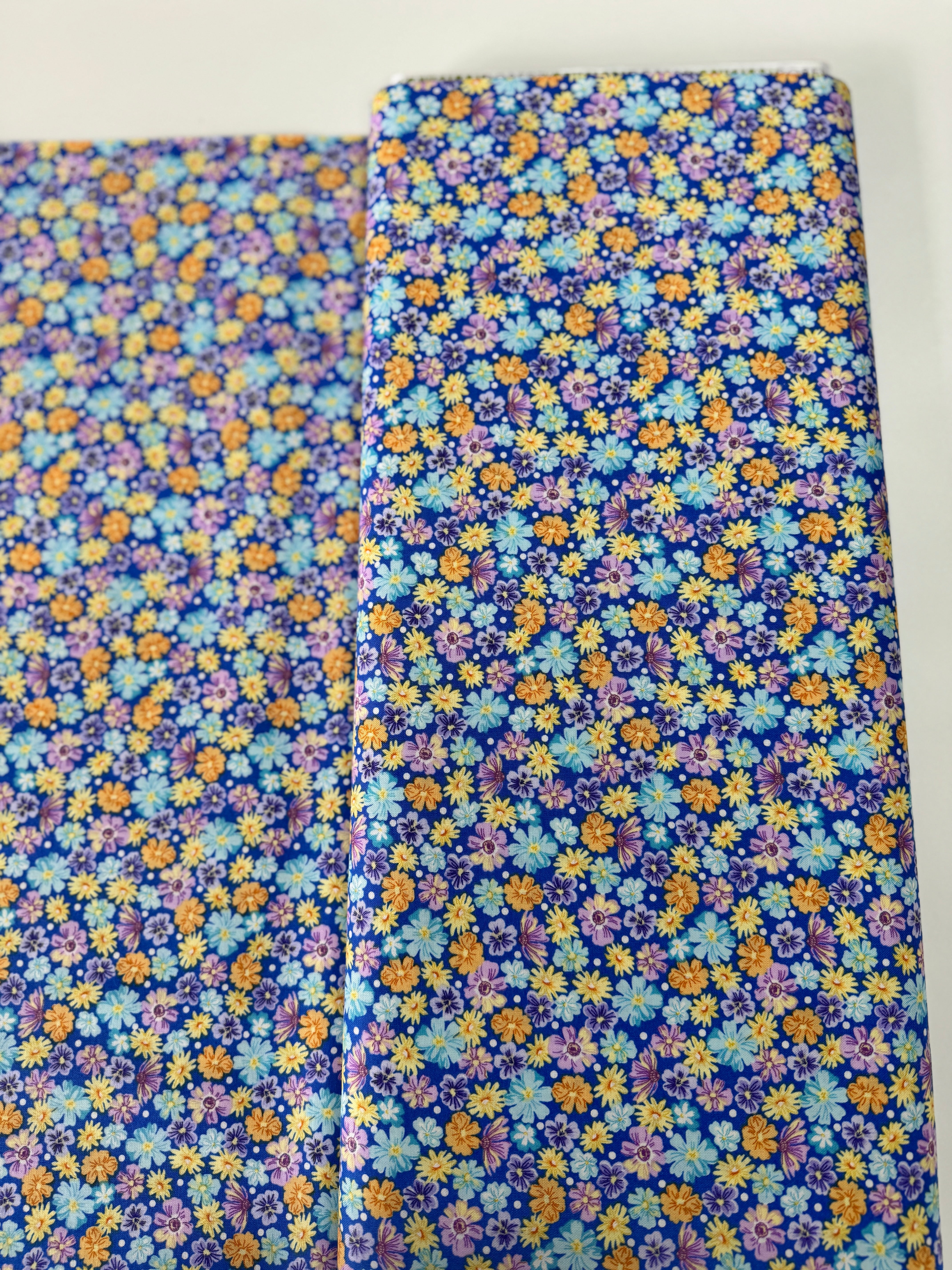 Flowerhouse - Packed Wildflowers Blue Yardage