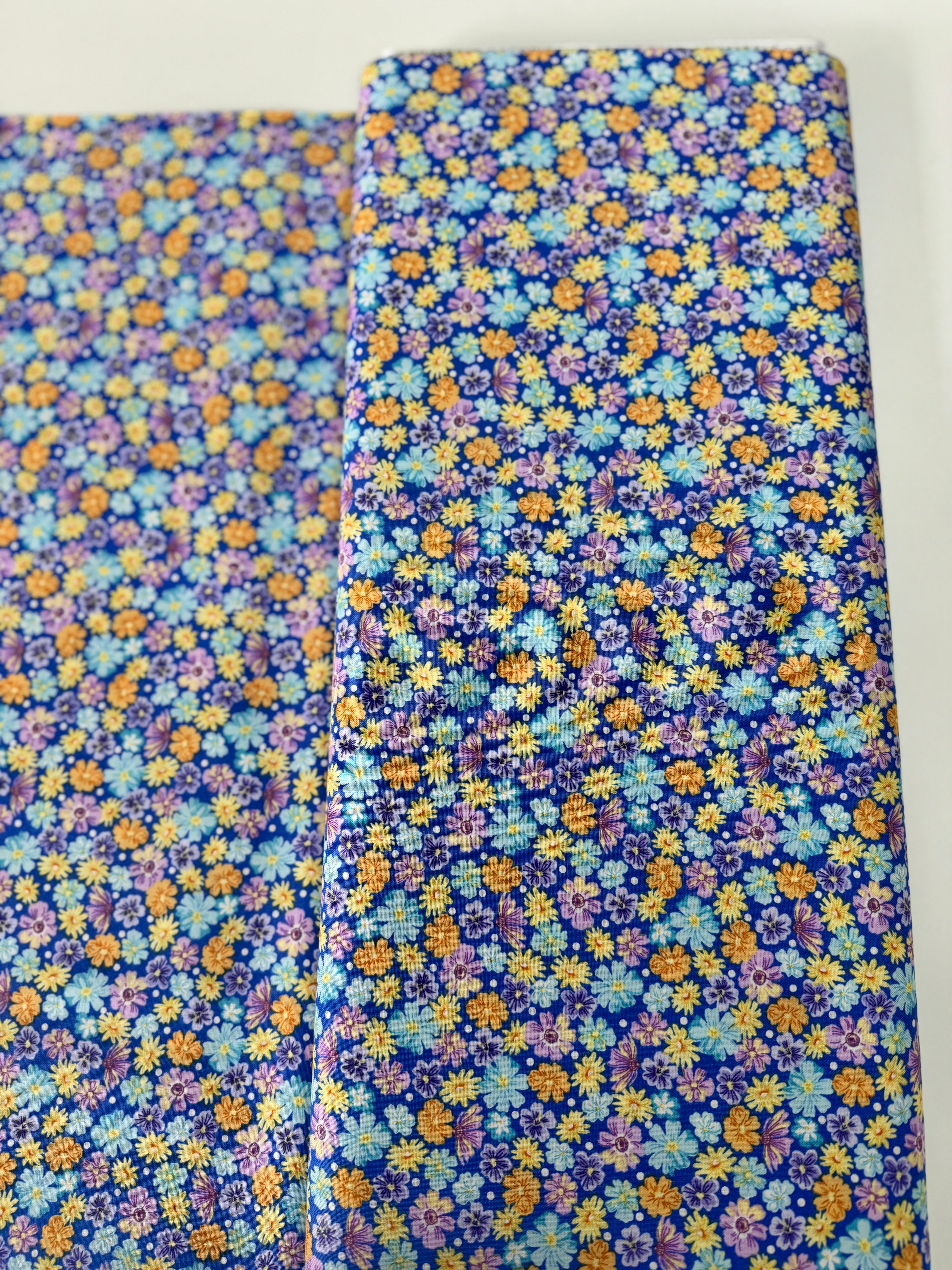Flowerhouse - Packed Wildflowers Blue Yardage