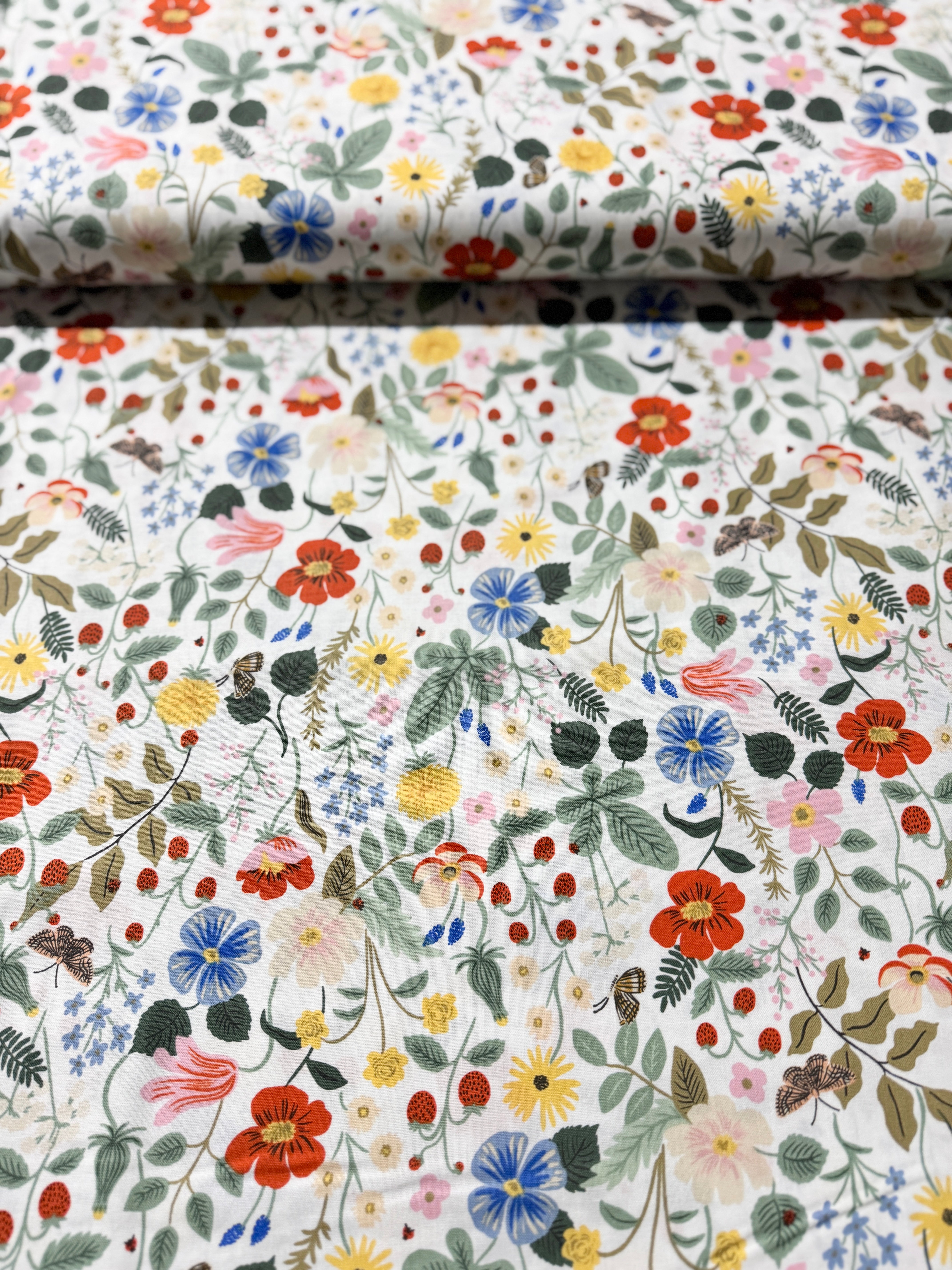 Strawberry Fields - Floral Ivory Yardage