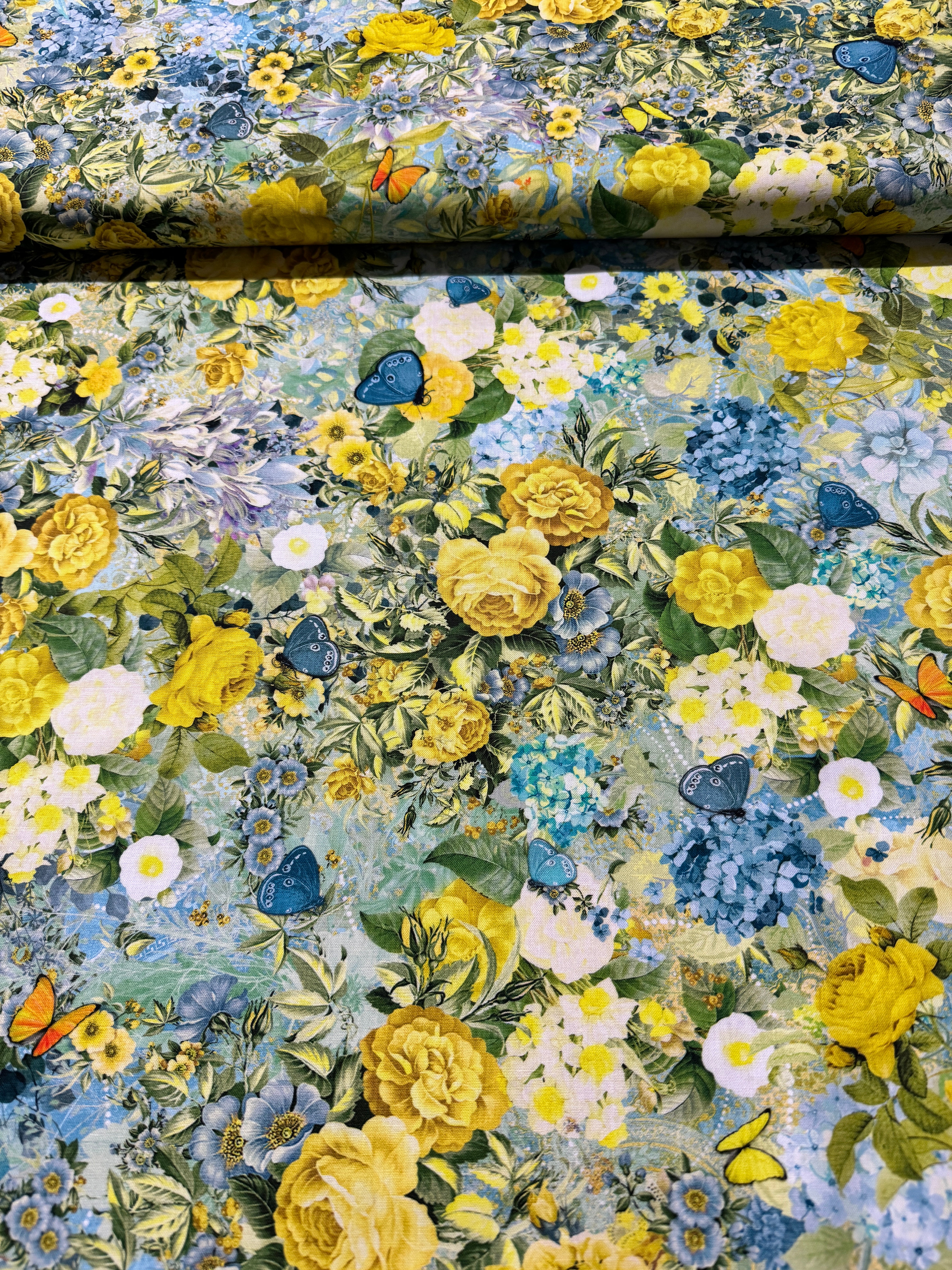 Enchanted Aviary - Butterflies and Florals Citrus Yardage