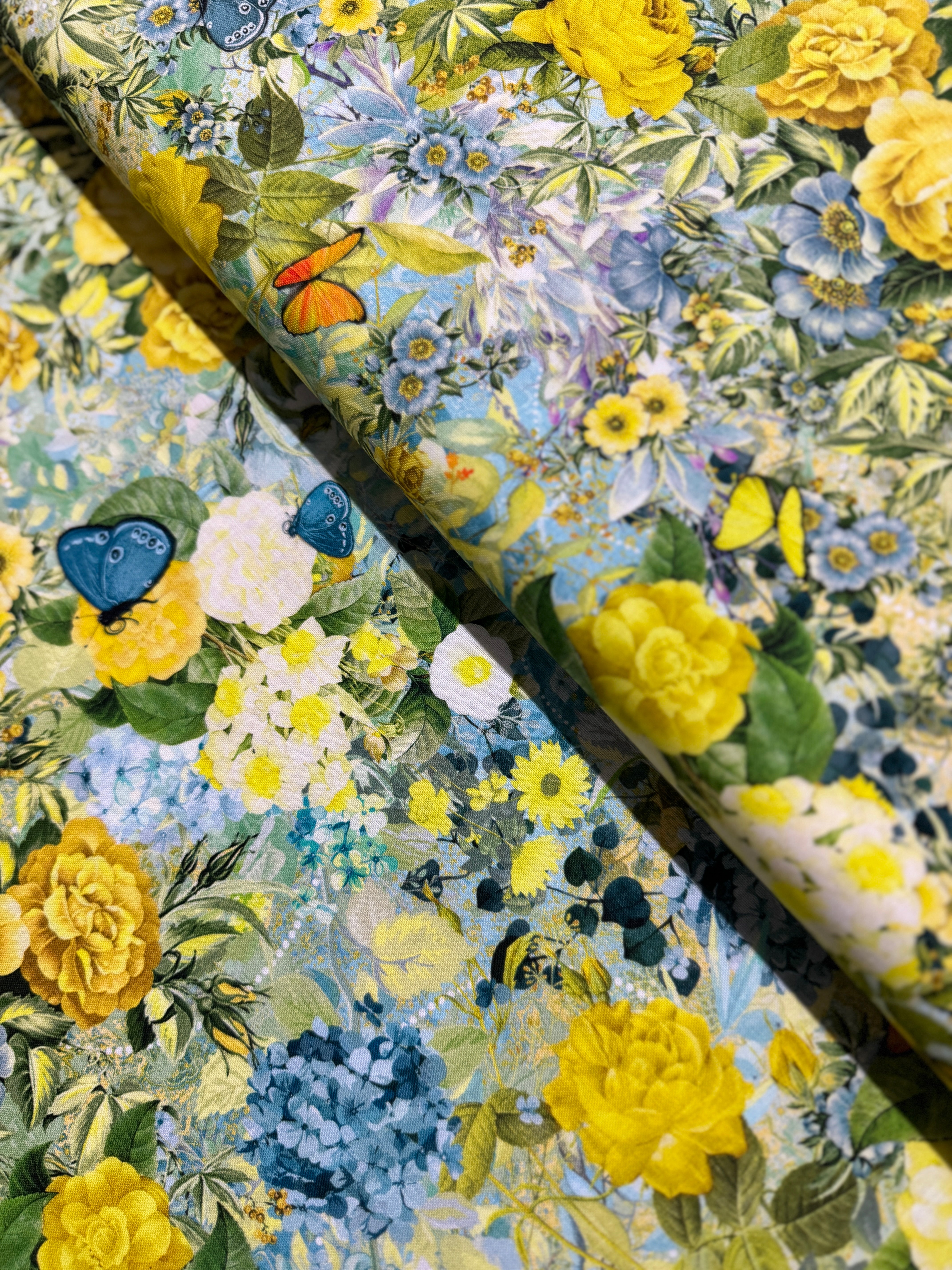 Enchanted Aviary - Butterflies and Florals Citrus Yardage