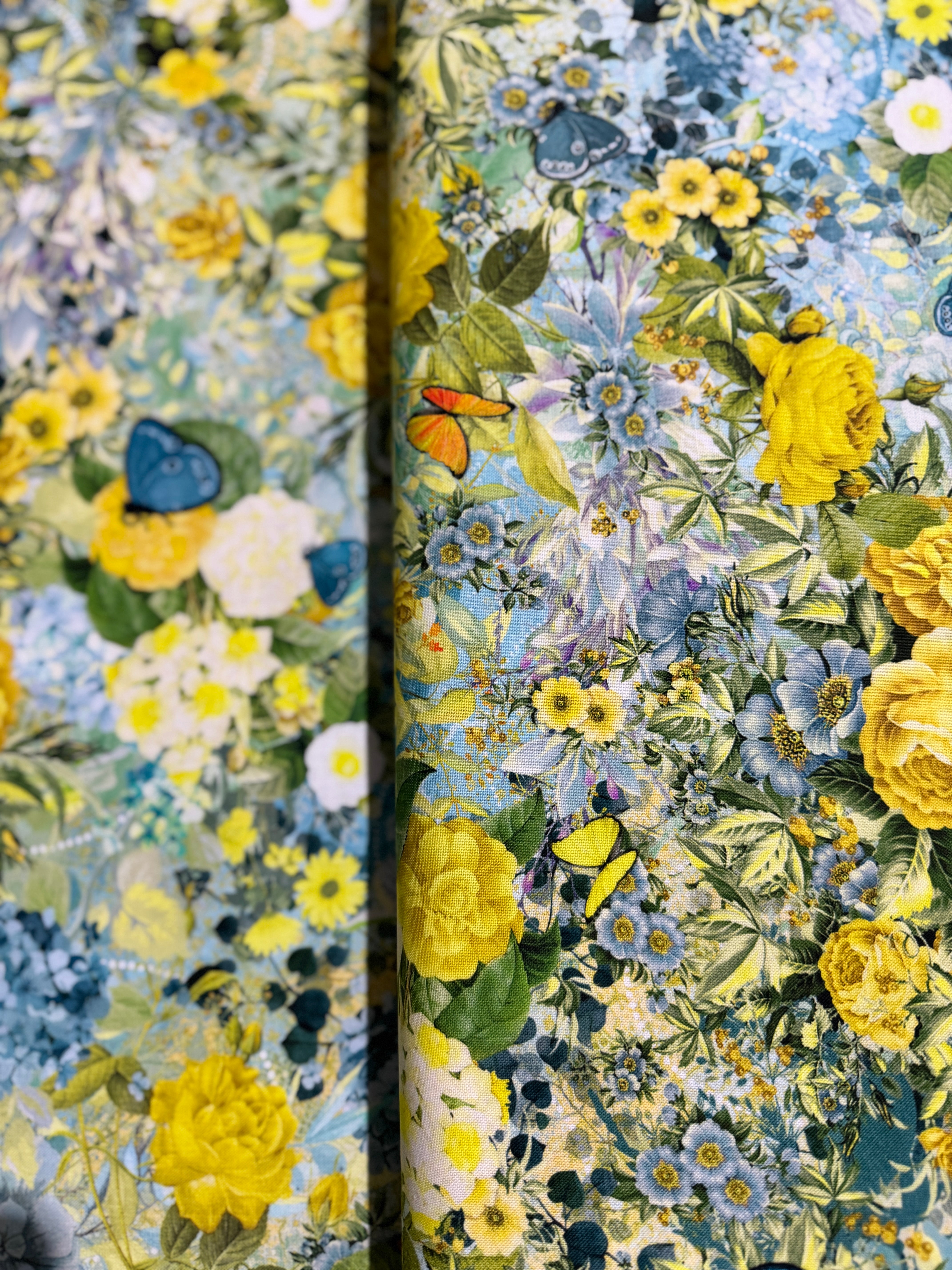 Enchanted Aviary - Butterflies and Florals Citrus Yardage