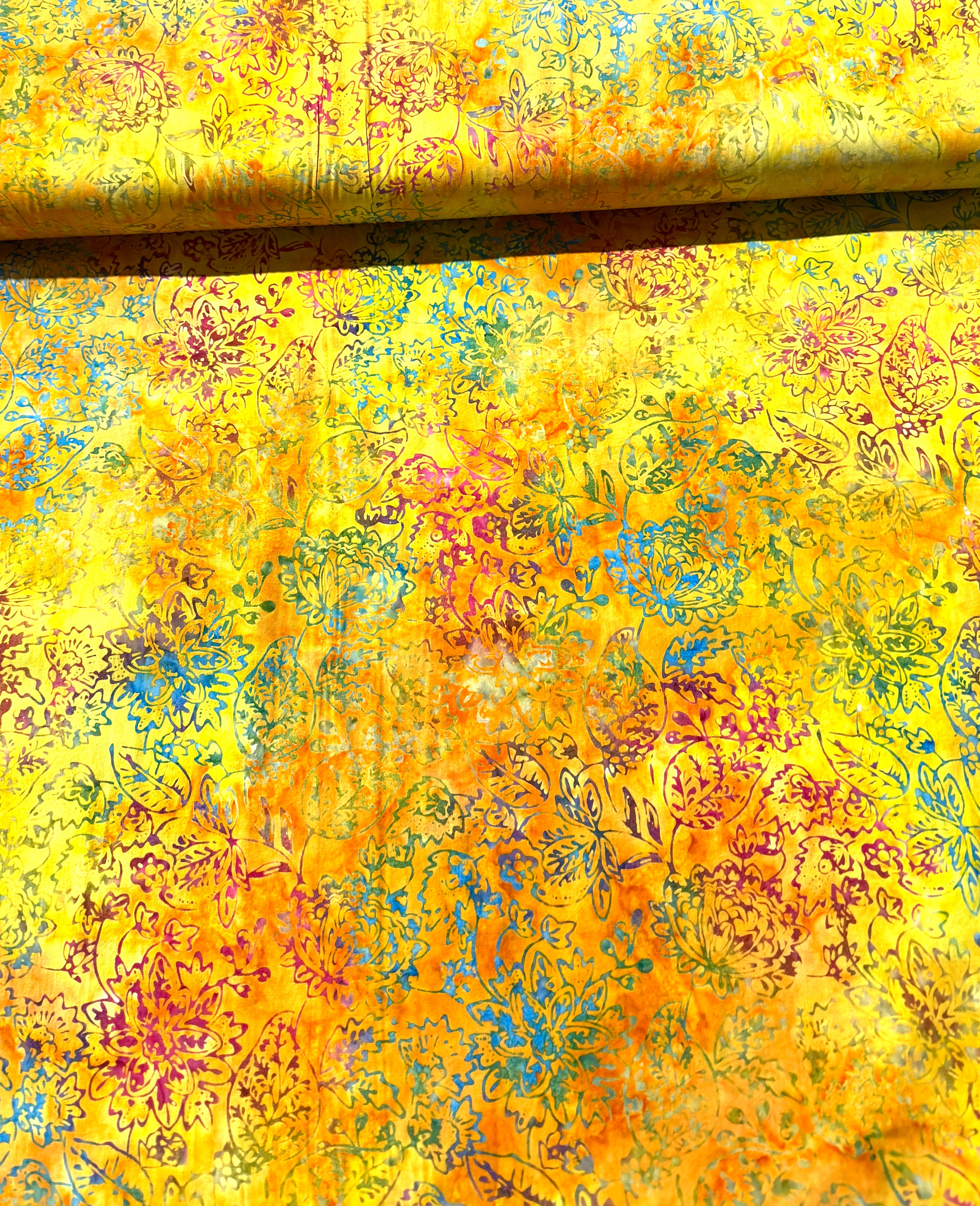 XTonga Embroidery Orange Batik 106" Wide Yardage