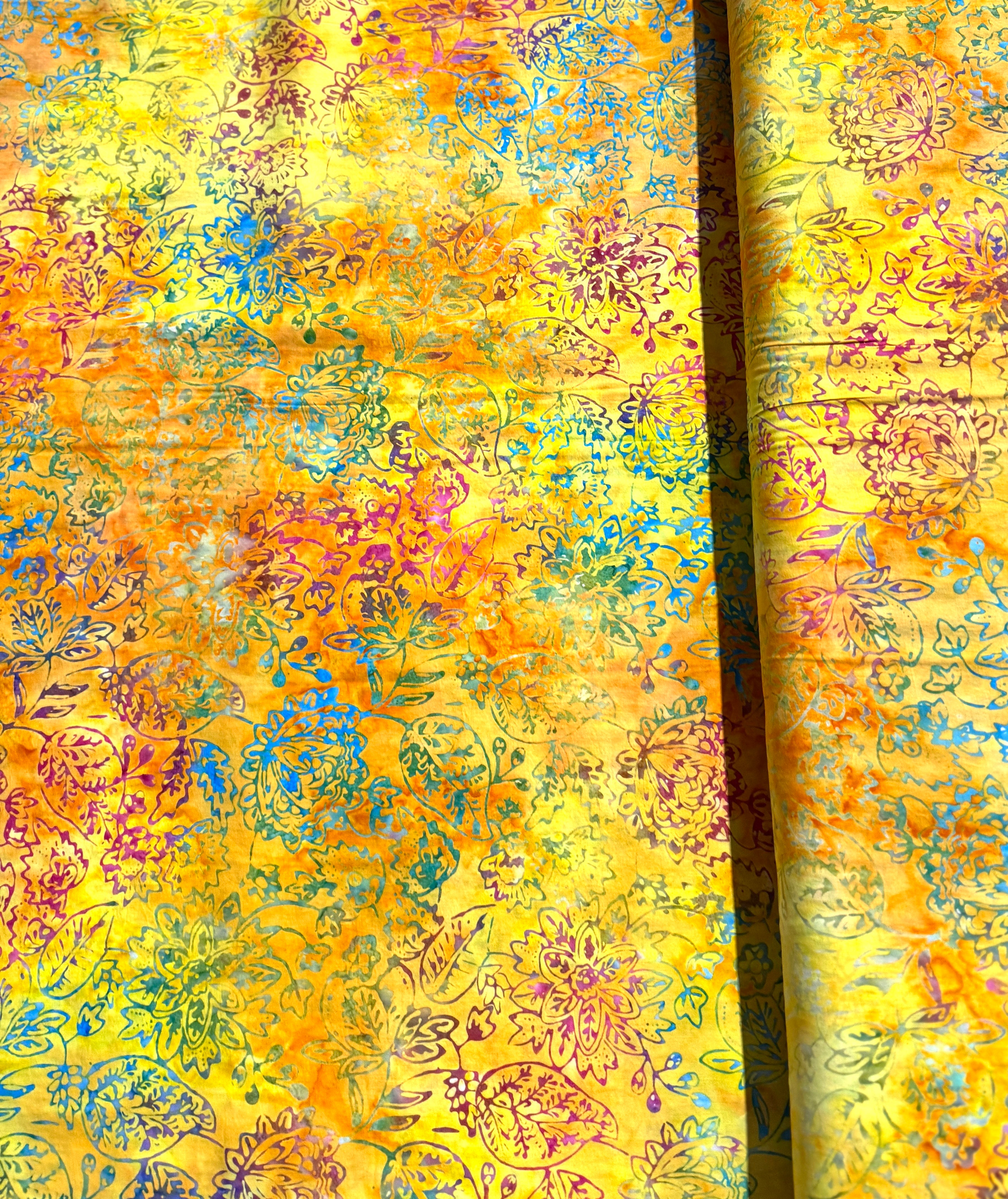 XTonga Embroidery Orange Batik 106" Wide Yardage