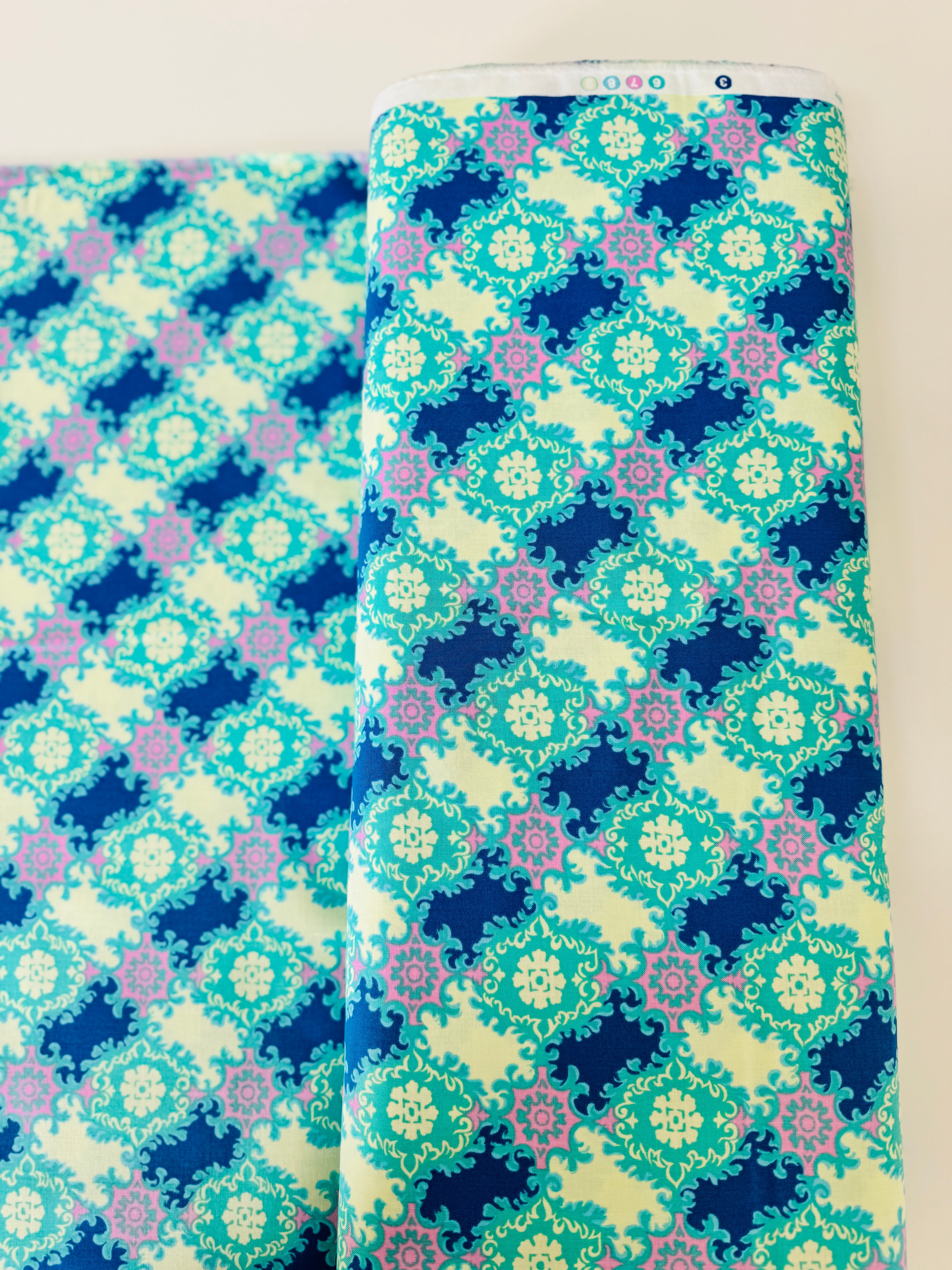 Caravelle Arcade - Ruby - Blue Yardage