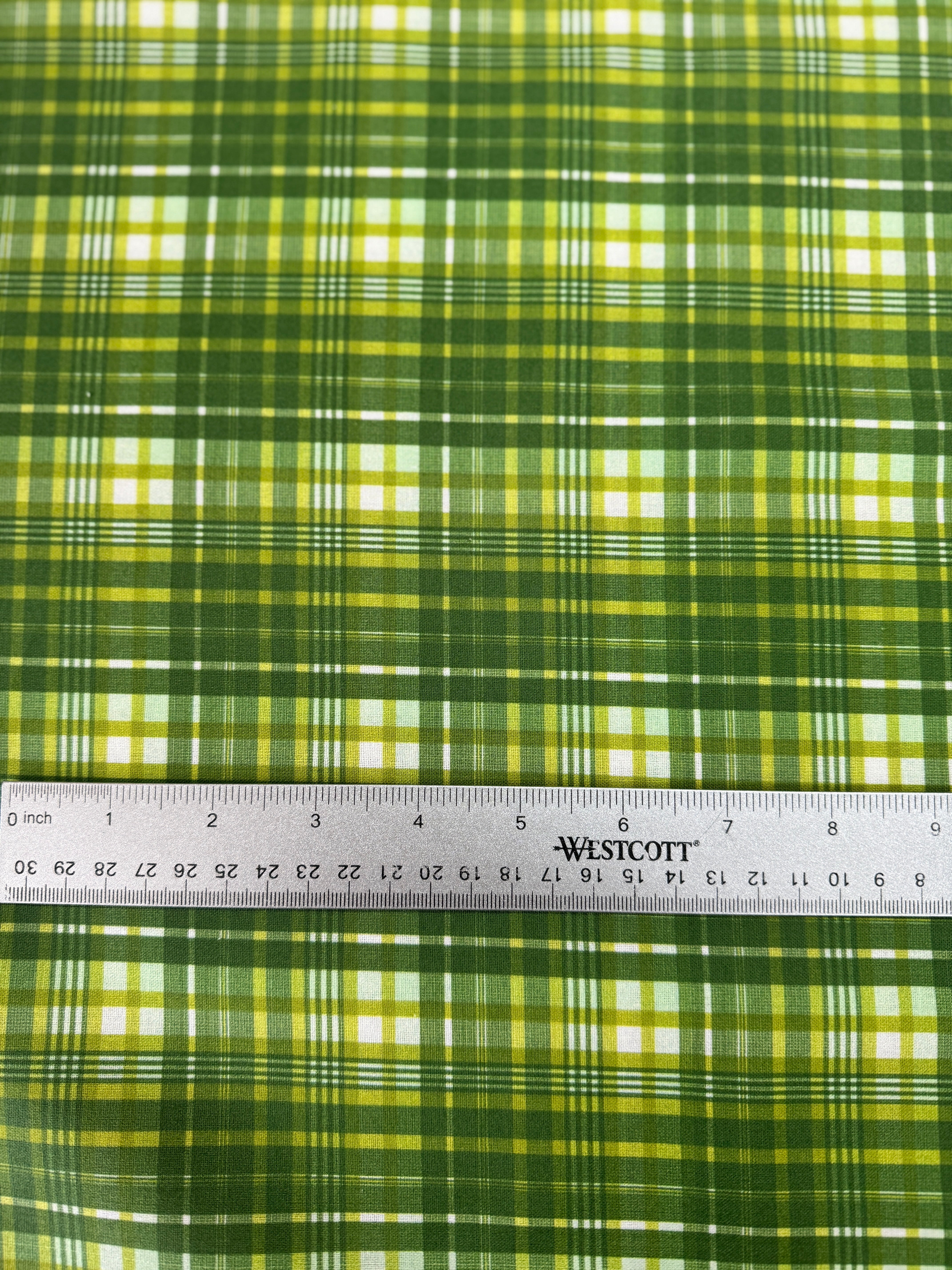 Cats and Quilts - Plaid Happy Green Yardage