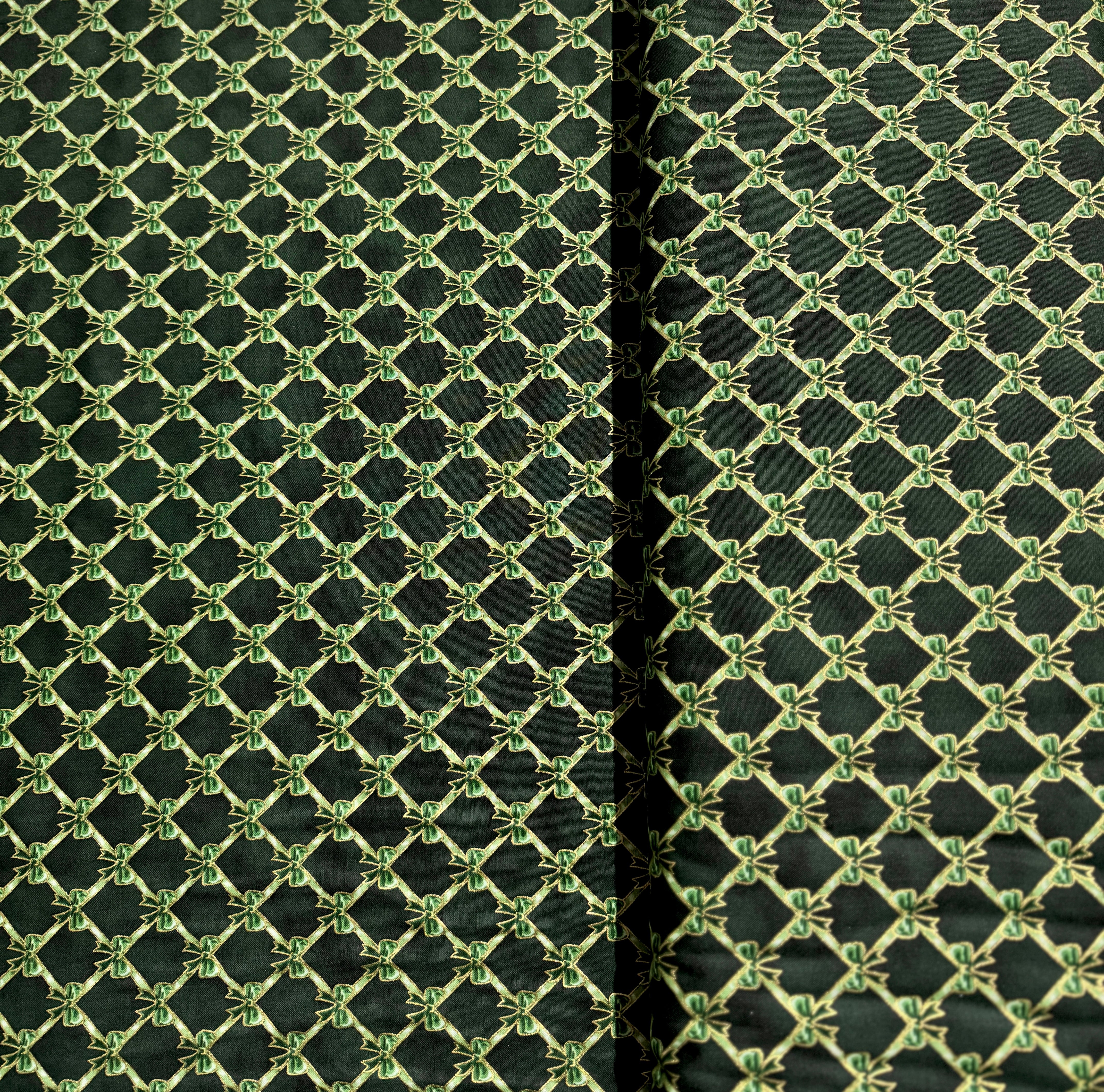 Holiday Flourish - Festive Finery - Ribbons Evergreen Gold Yardage