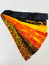 Assorted Halloween batik scrap strip bundle in orange, black, and gold tones, 2-inch strips by Island Batik.