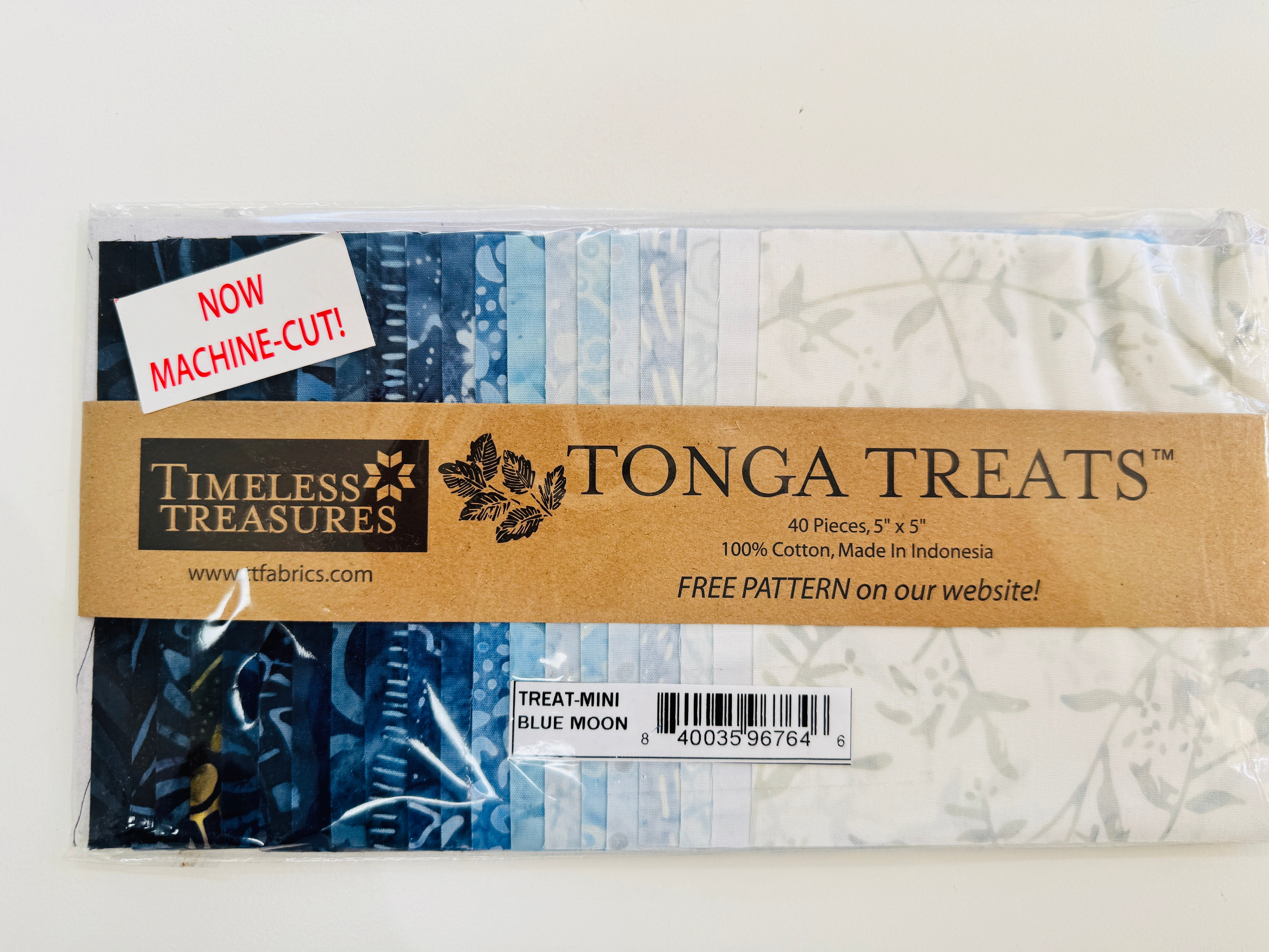 Tonga Treat Blue Moon batik charm pack with 40 coordinating 5 inch precut fabric squares