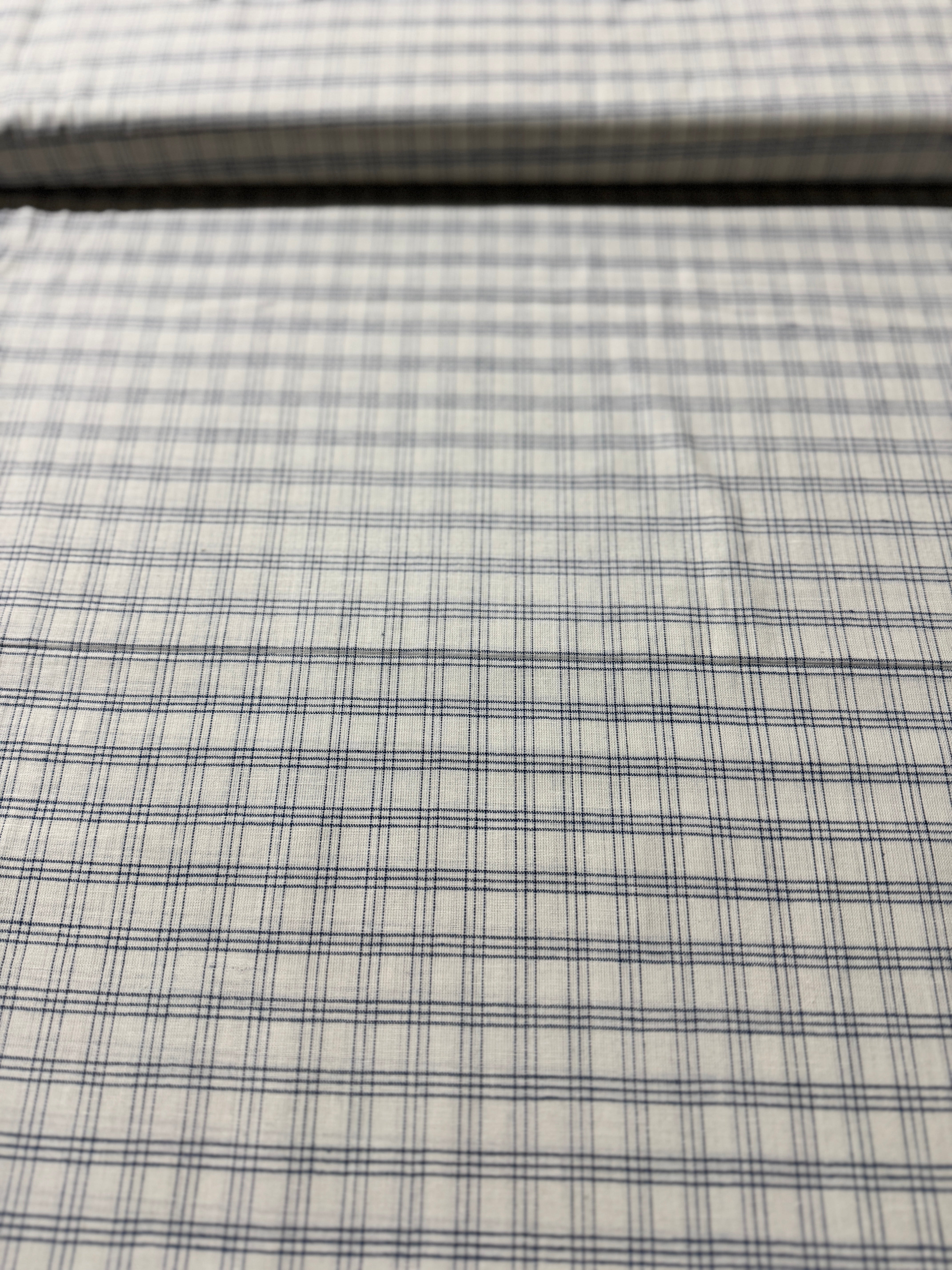 Isabella Wovens - Cream Medium Blue Plaid Yardage
