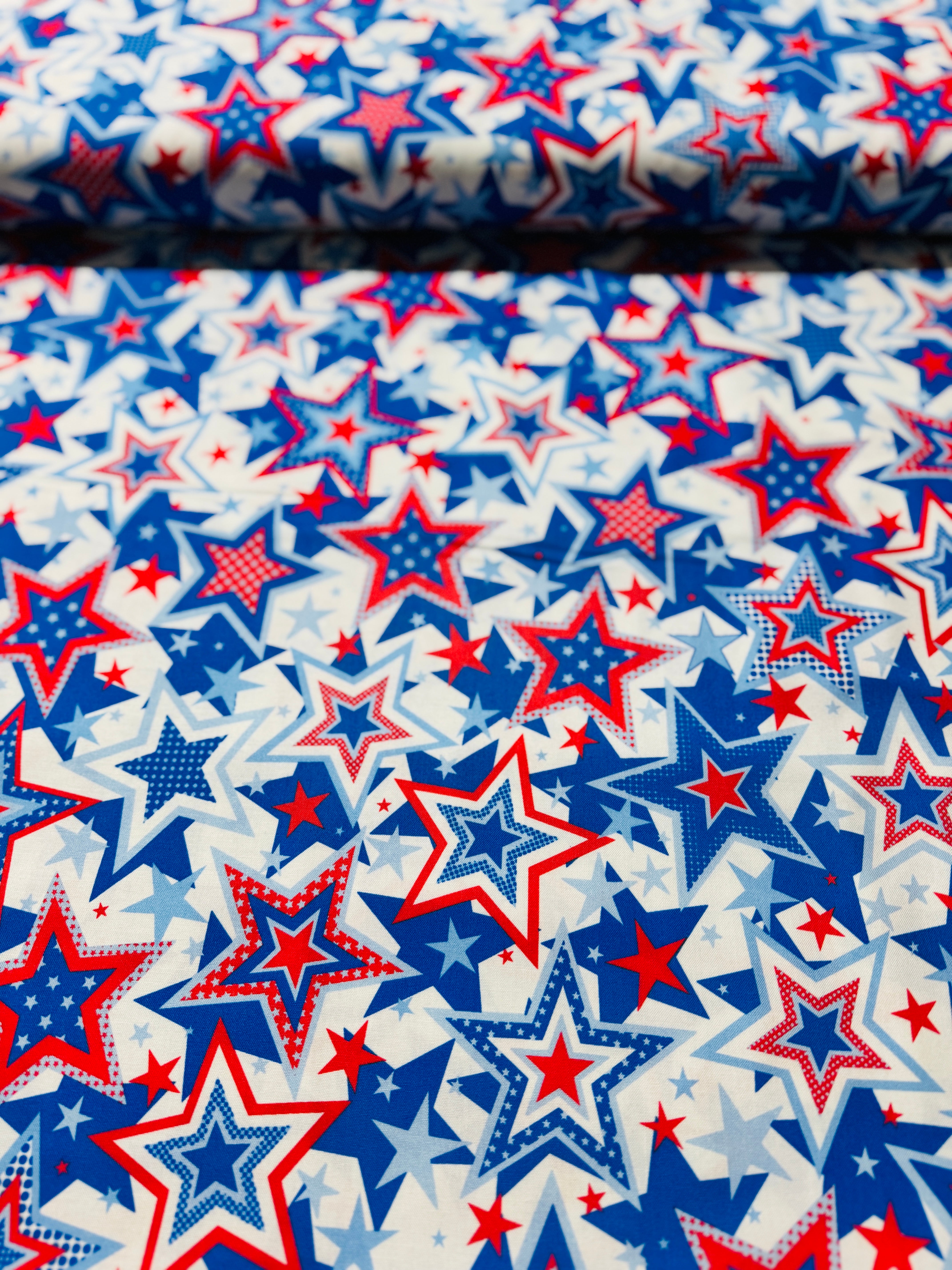 Red, White & True - Patriotic Stars White Yardage