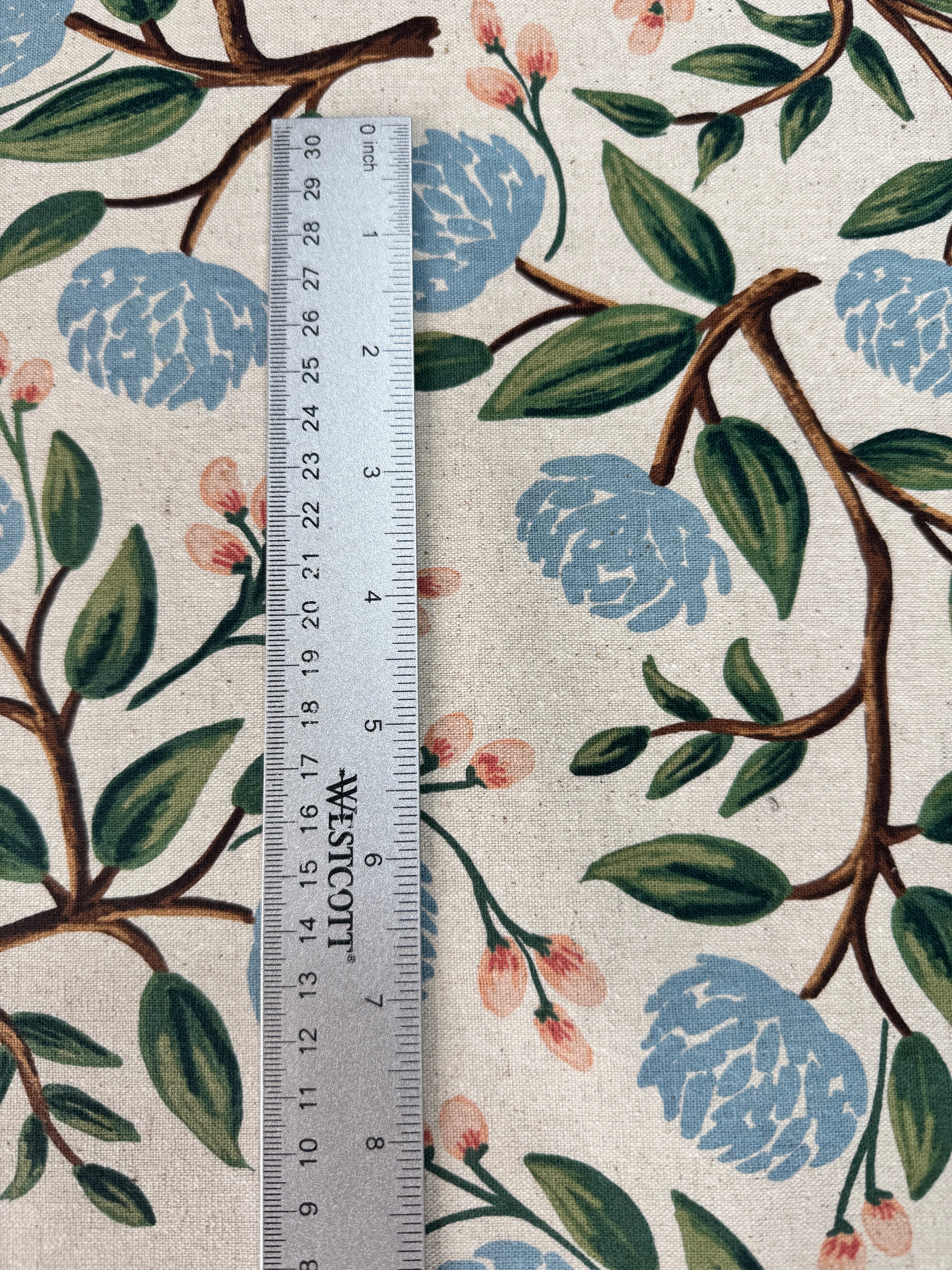 Wildwood - Peonies Cream Canvas Yardage