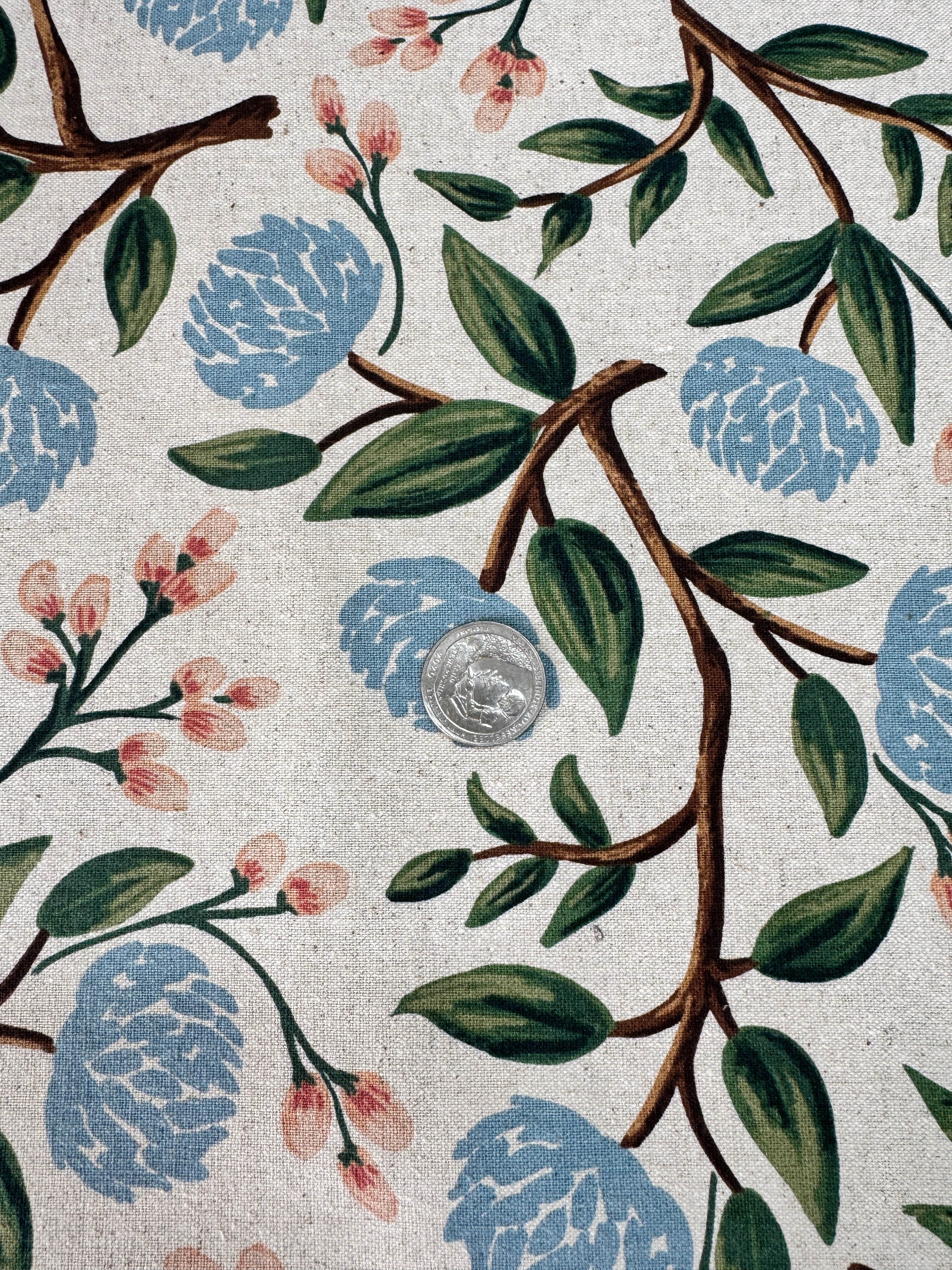 Wildwood - Peonies Cream Canvas Yardage