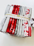 Winter’s Grandeur winter colorstory fat quarter bundle with red, gray, and white holiday quilting cotton fabrics