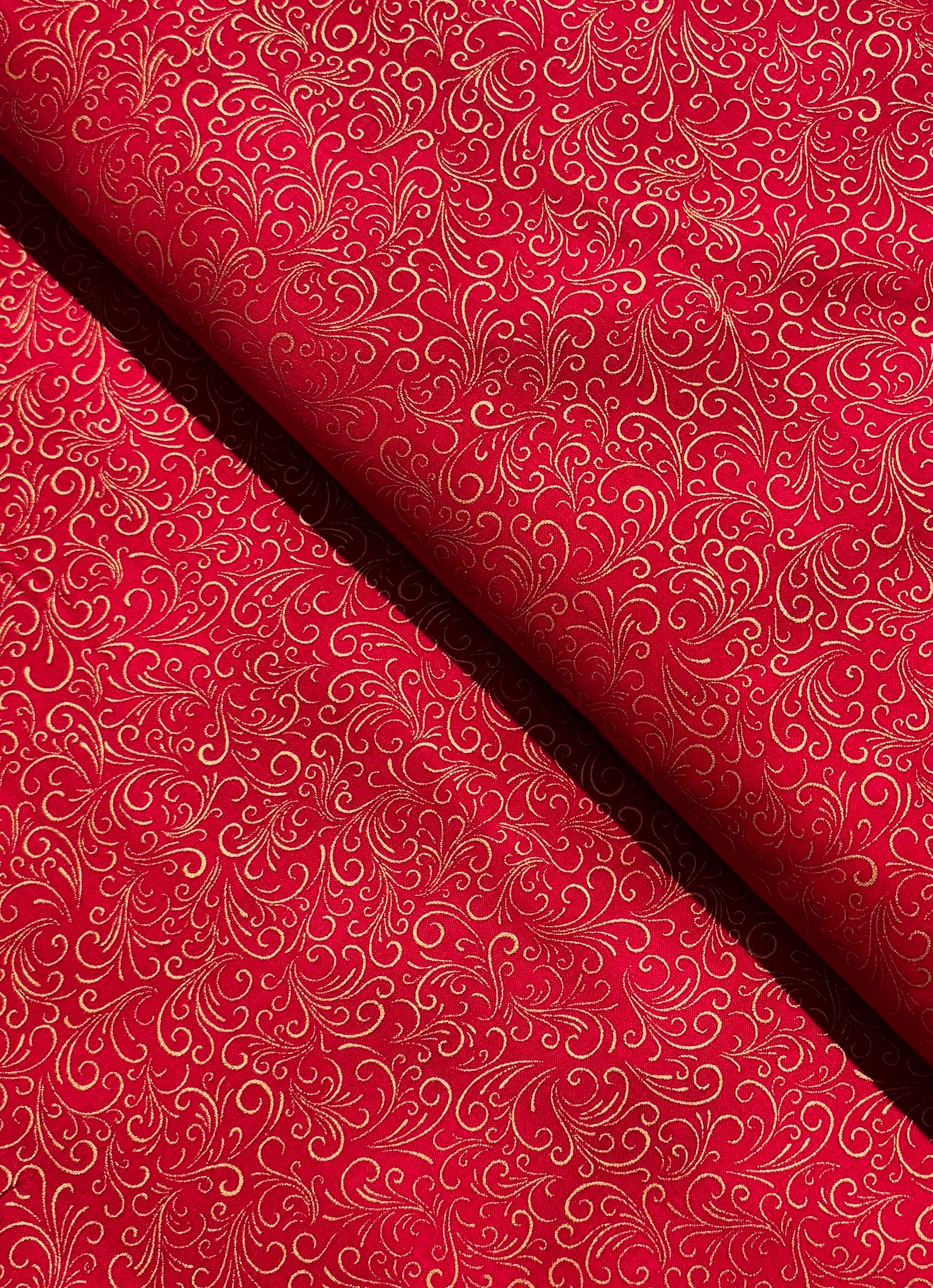 Joli Bijou - Swirls Crimson Gold Yardage