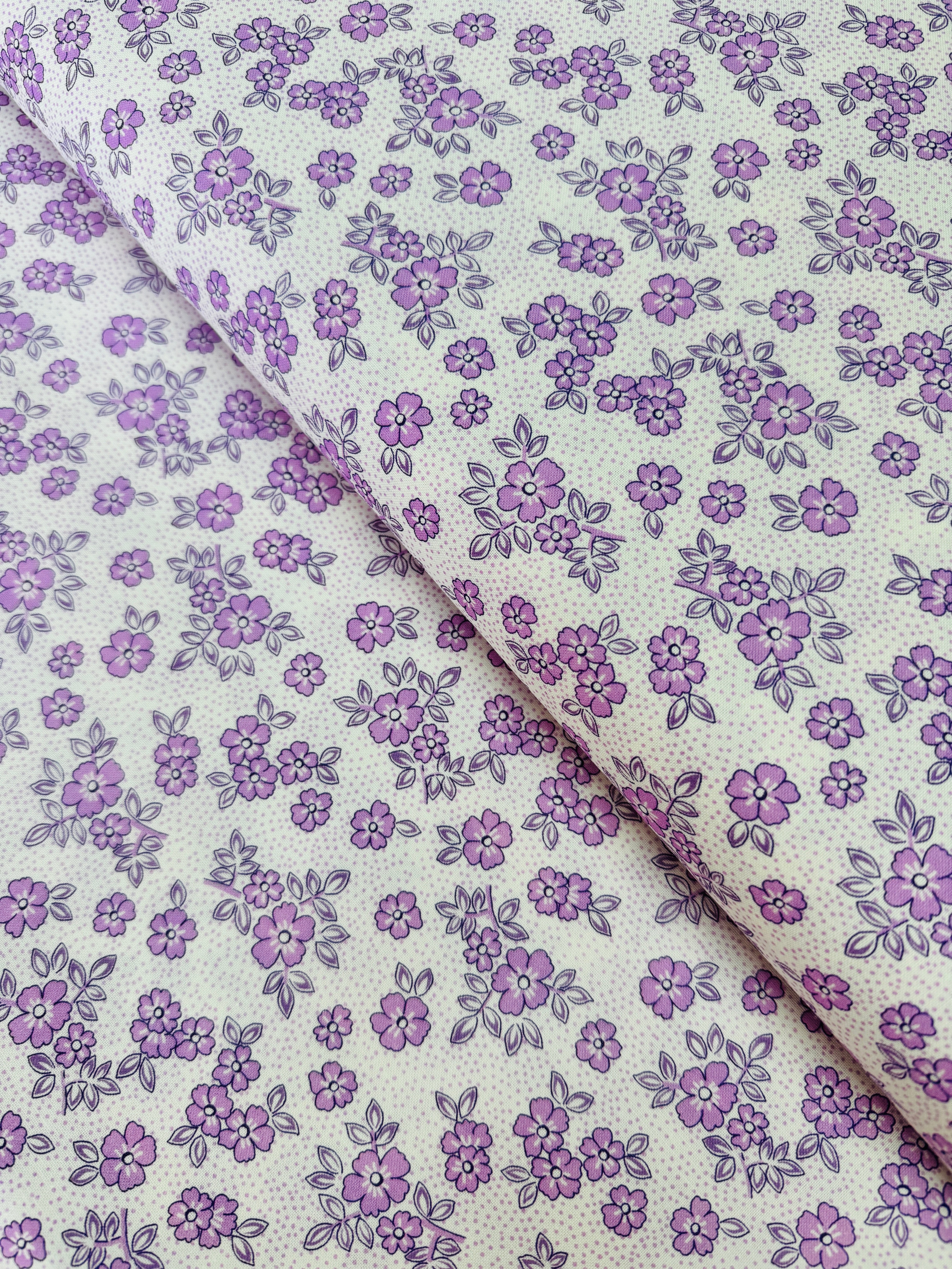 Flowerhouse - At The Cottage - Florals Dots Purple Yardage