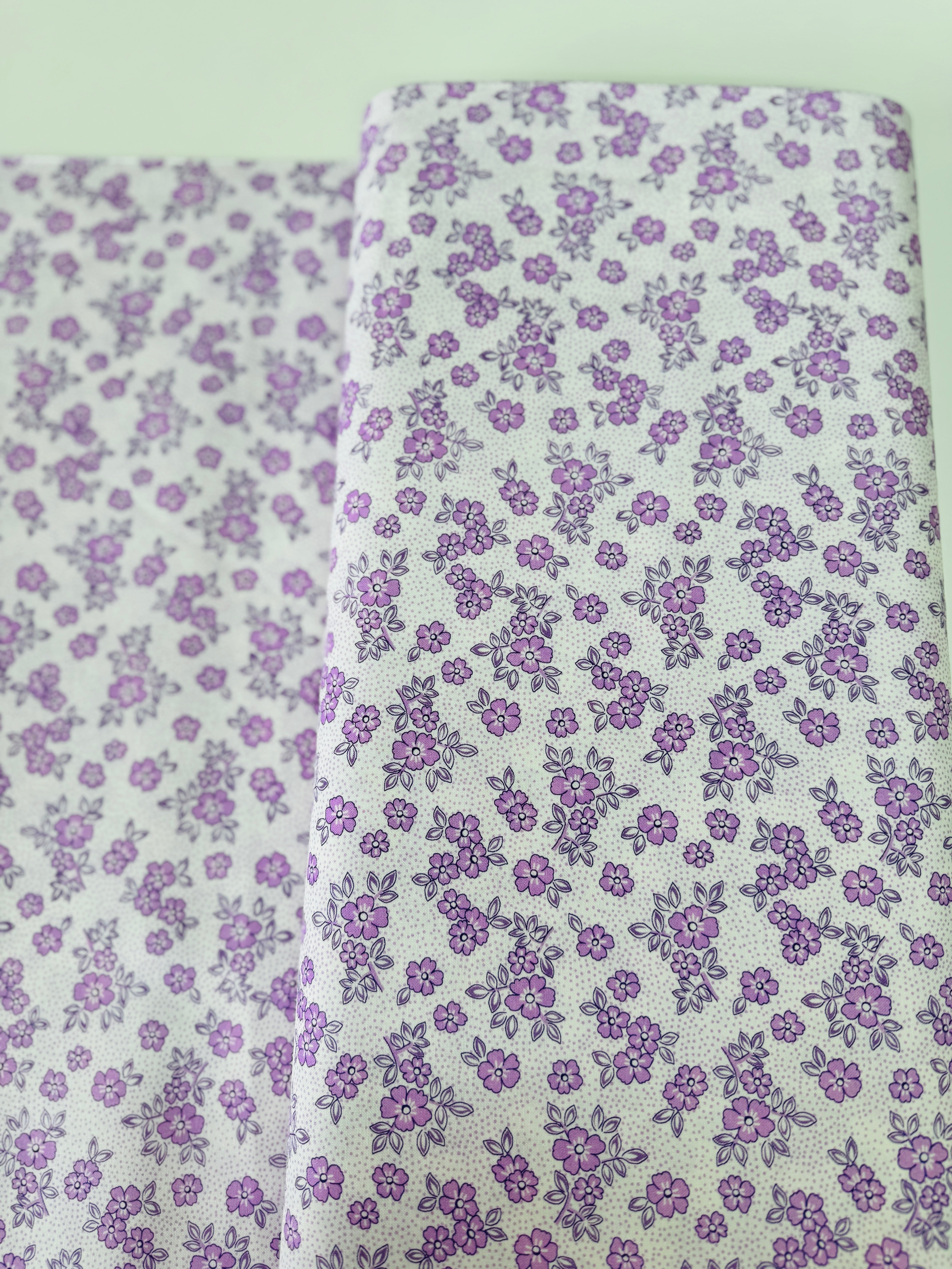 Flowerhouse - At The Cottage - Florals Dots Purple Yardage