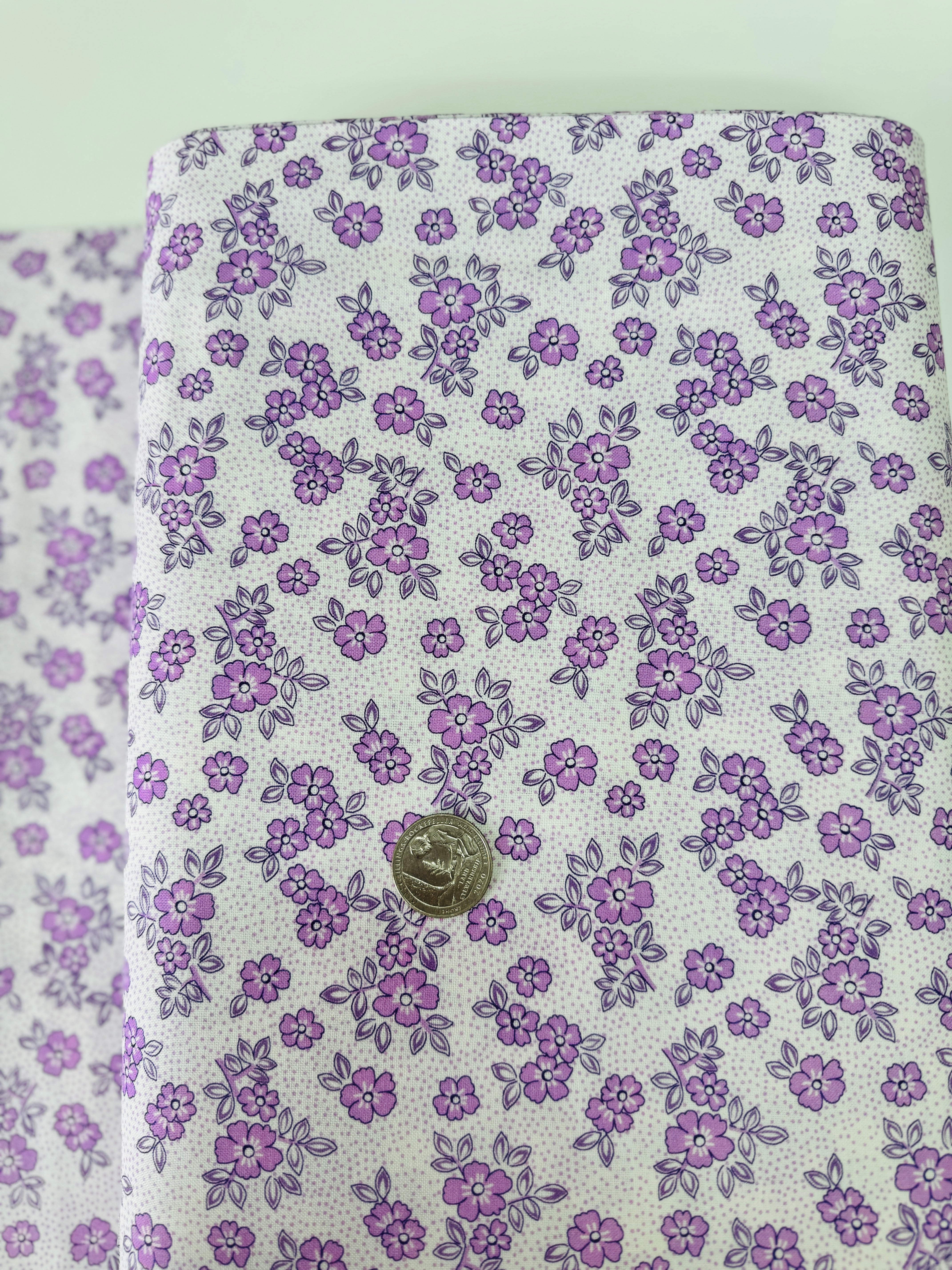 Flowerhouse - At The Cottage - Florals Dots Purple Yardage