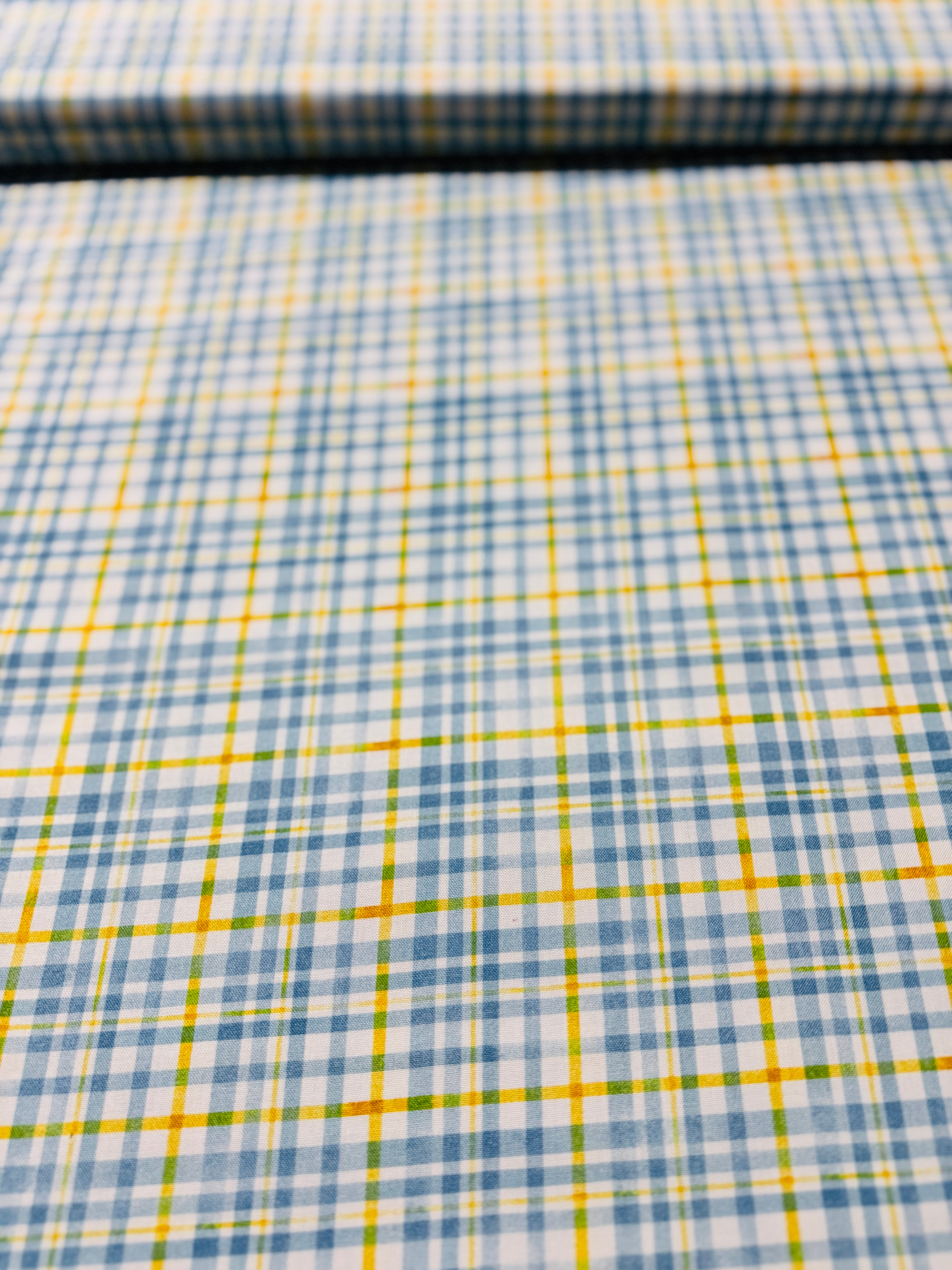 Queen Bee - Beehive Plaid Blue Yardage