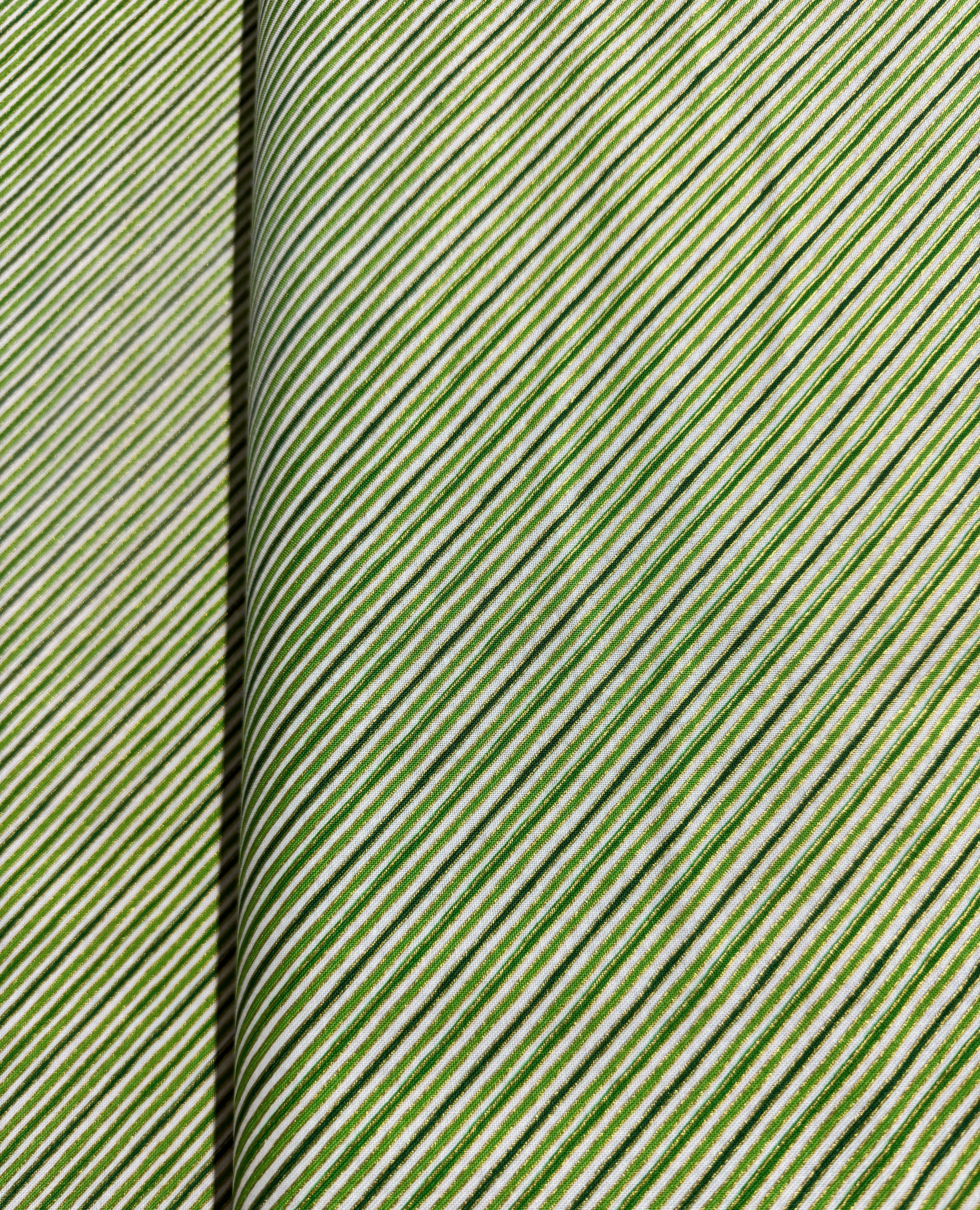 Holiday Charms - Stripe Green Gold - Remnant