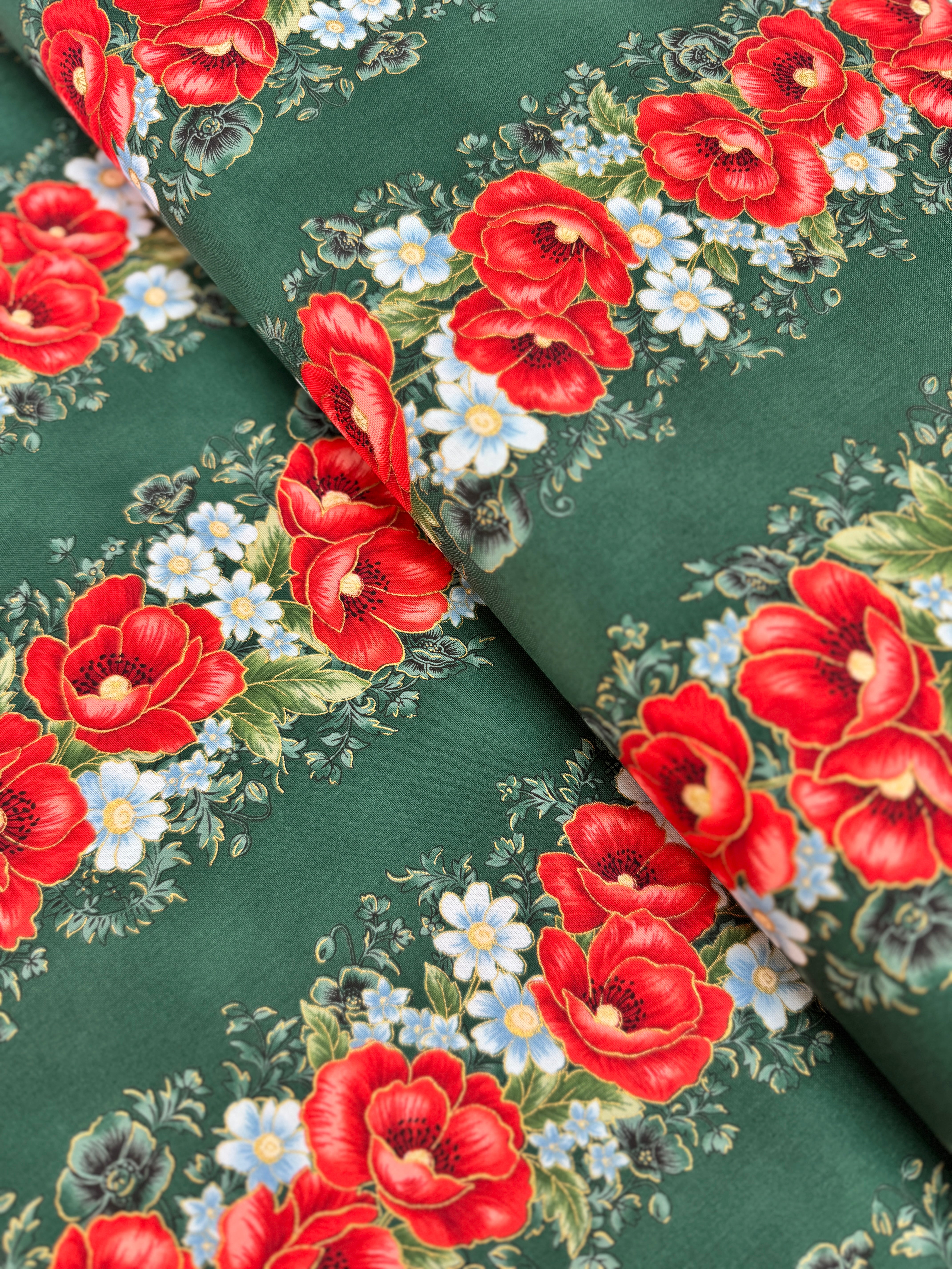Forest green metallic stripe quilting cotton fabric by Studio RK for Robert Kaufman.