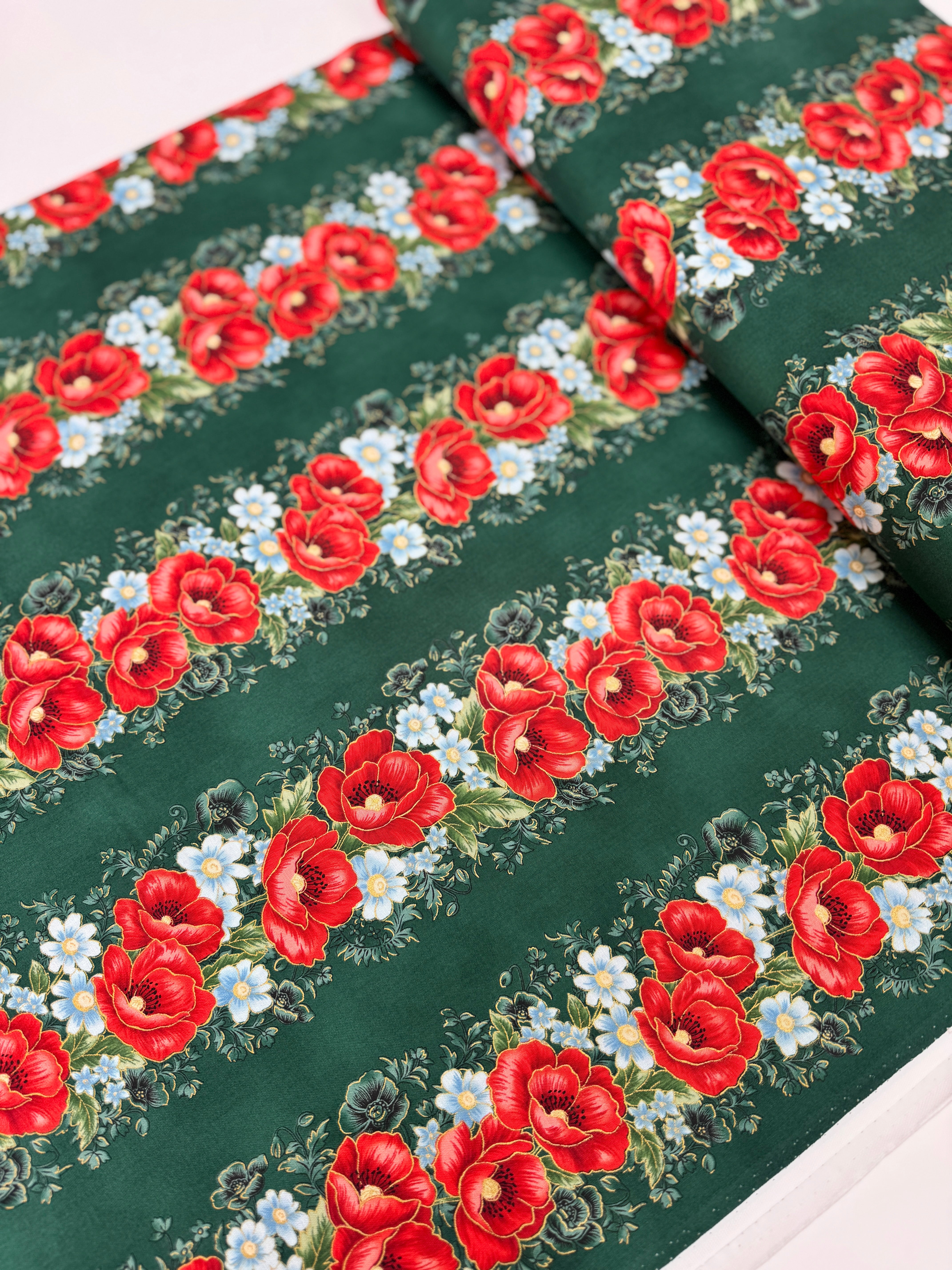 Forest green metallic stripe quilting cotton fabric by Studio RK for Robert Kaufman.