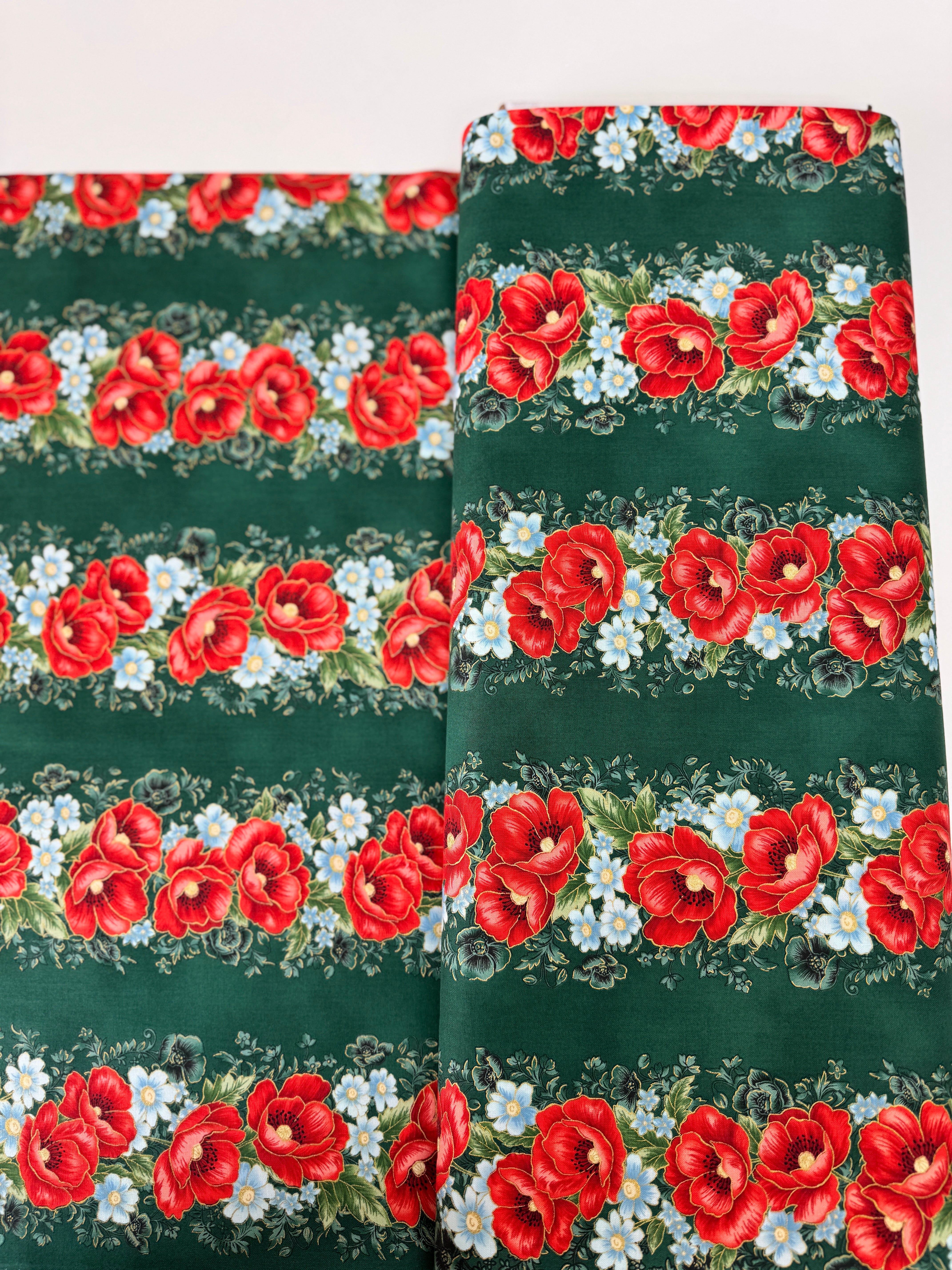 Forest green metallic stripe quilting cotton fabric by Studio RK for Robert Kaufman.