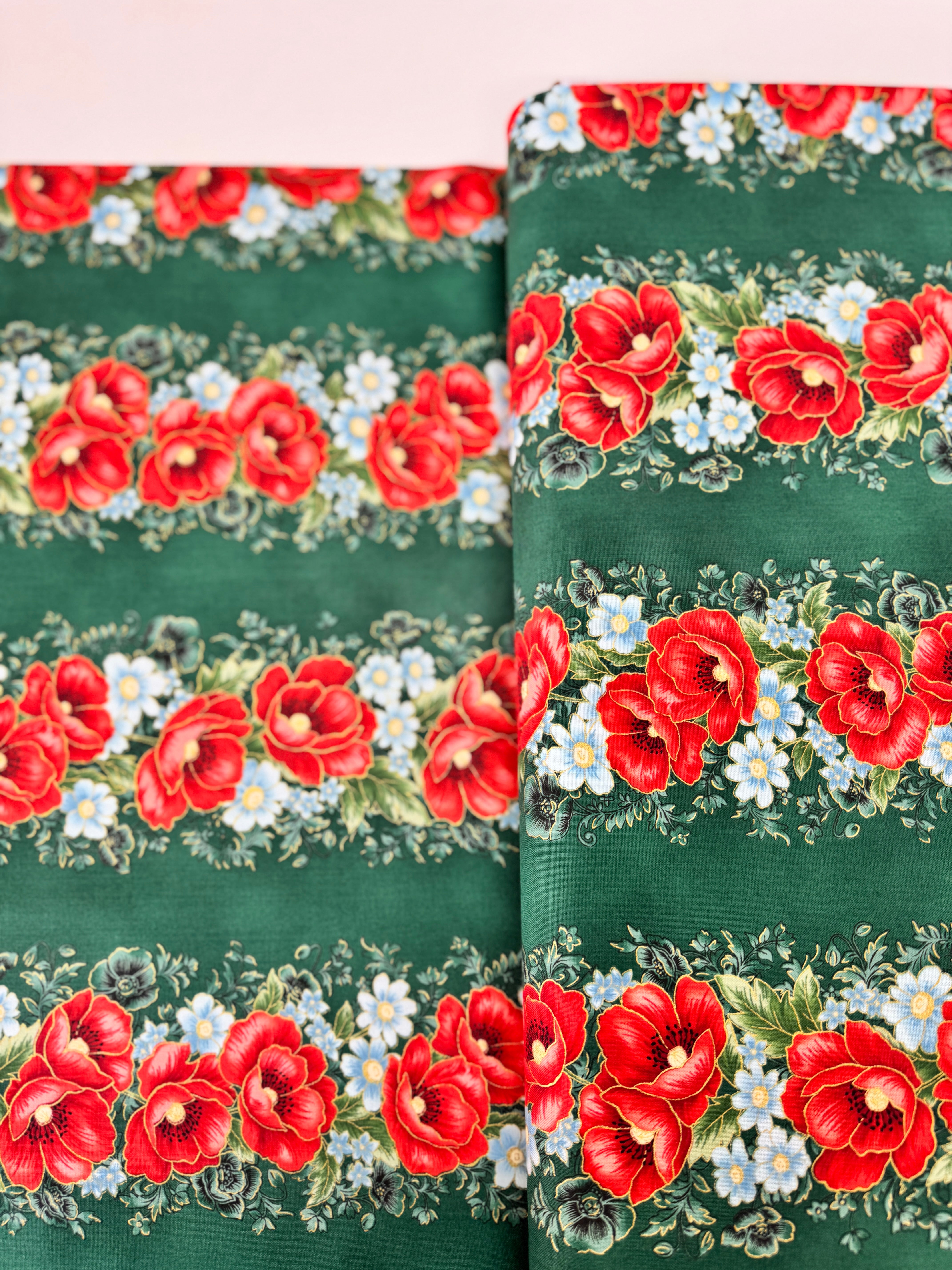 Forest green metallic stripe quilting cotton fabric by Studio RK for Robert Kaufman.