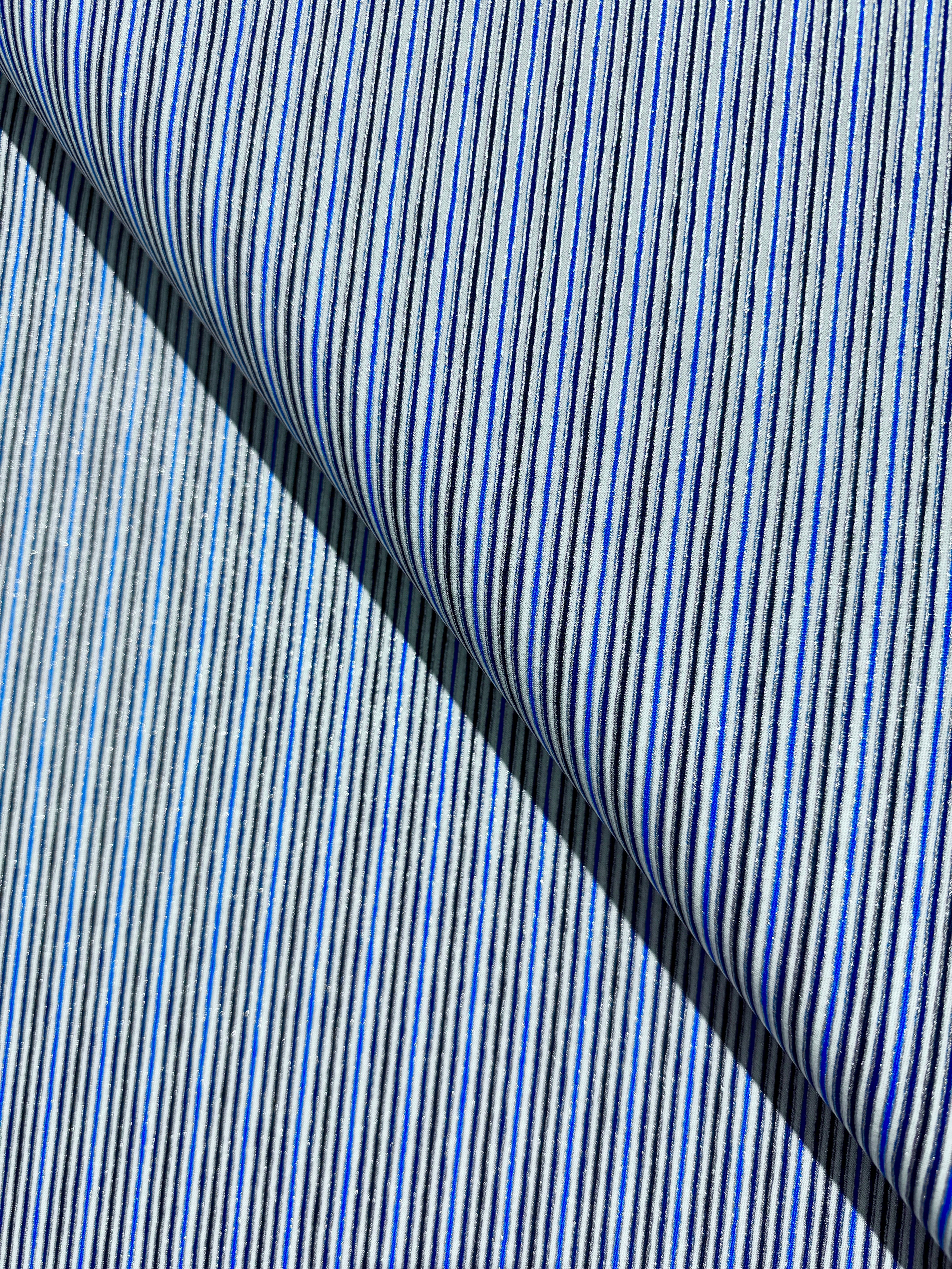 Holiday Charms - Stripe Navy Silver Yardage