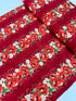 Crimson red metallic floral stripe quilting cotton fabric with poppies by Studio RK.
