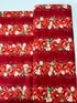 Crimson red metallic floral stripe quilting cotton fabric with poppies by Studio RK.