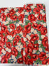 Blue metallic floral quilting cotton fabric with red poppy bouquets by Studio RK.
