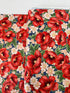 Blue metallic floral quilting cotton fabric with red poppy bouquets by Studio RK.