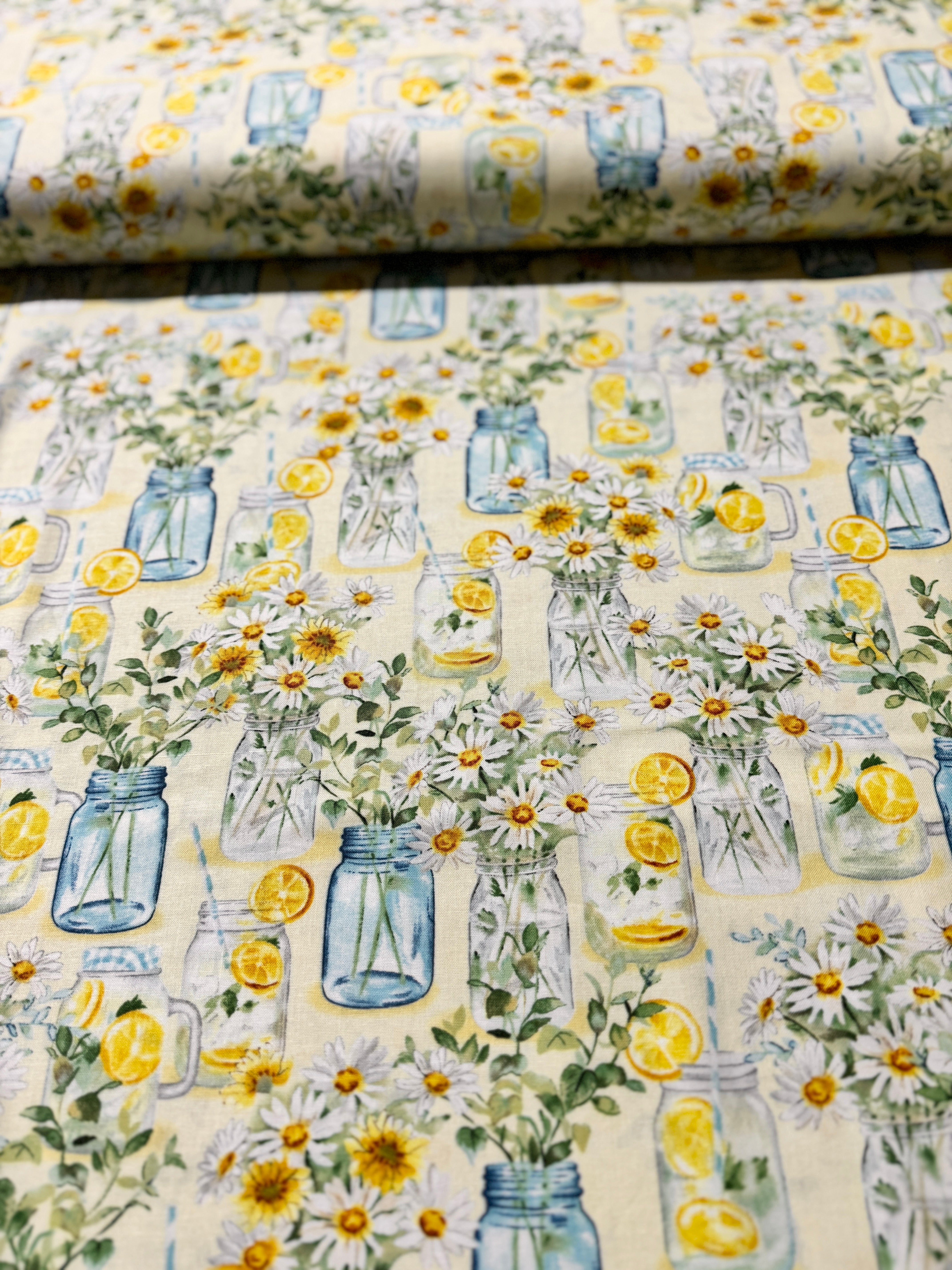 Zest for Life - Mason Jars Allover Yellow - Remnant