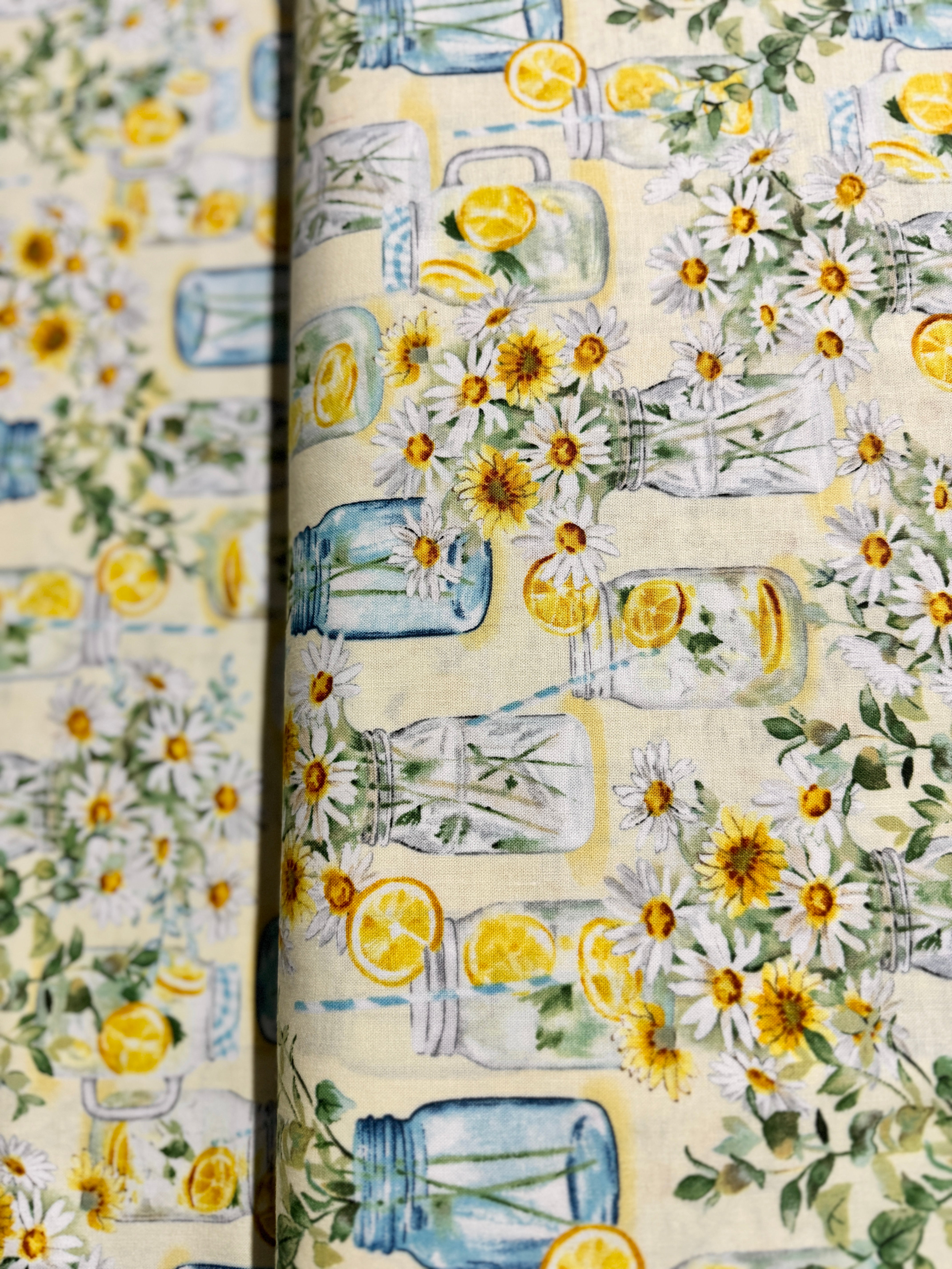 Zest for Life - Mason Jars Allover Yellow - Remnant