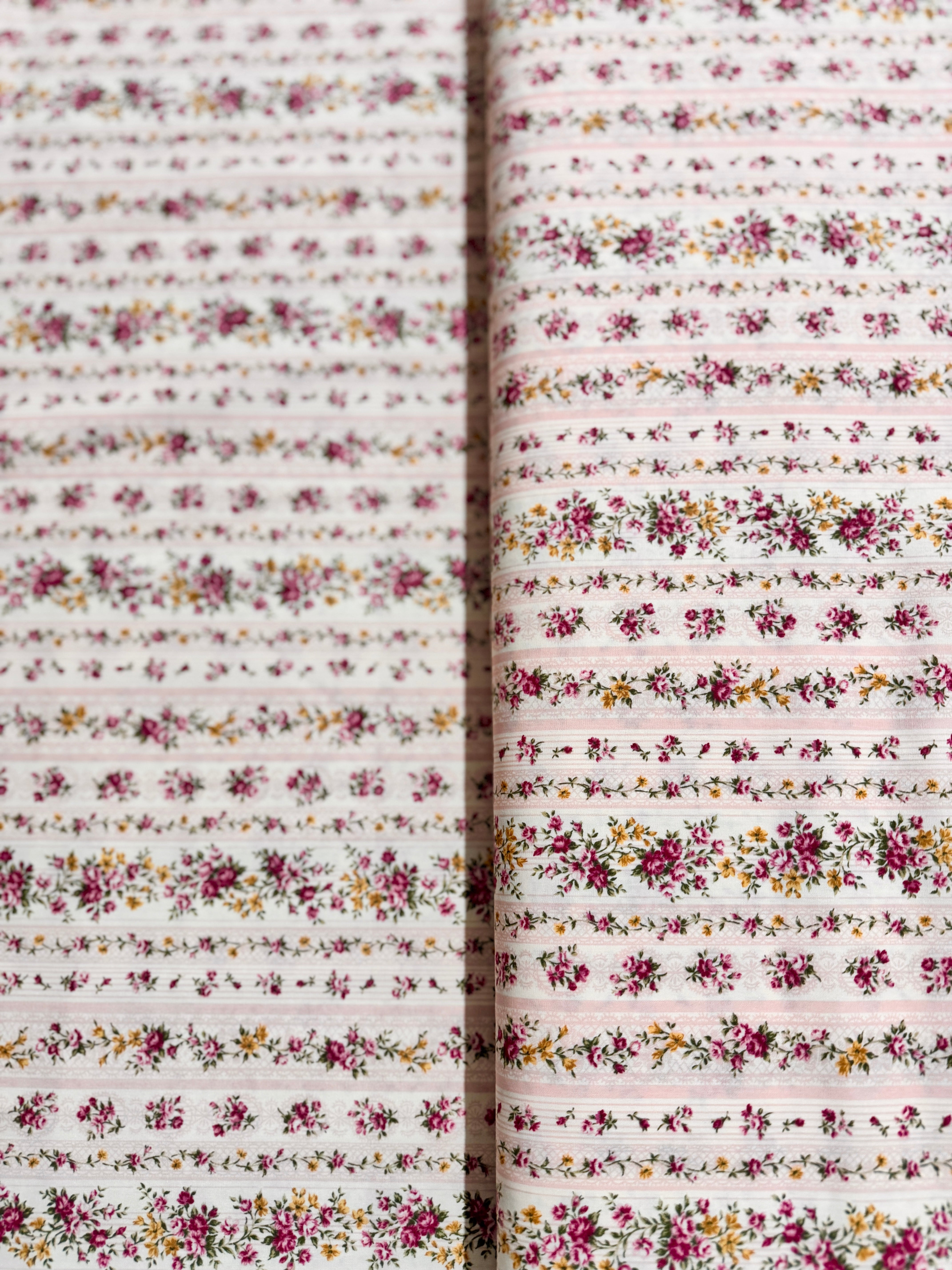 Fat Quarter - Sevenberry Petite Victoriana - Floral Stripes Pink