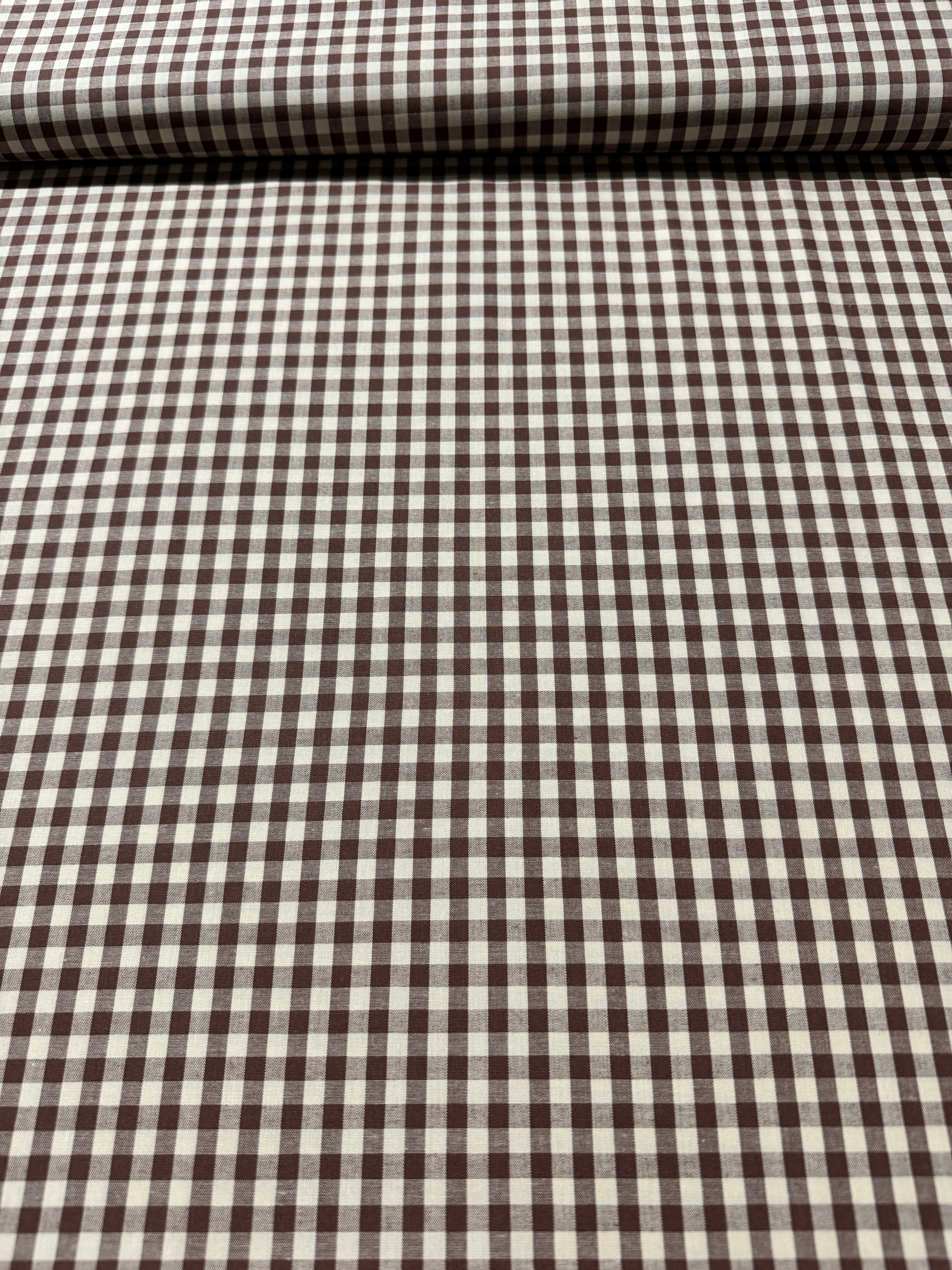 Crawford Gingham - Yarn Dyed 1/4 Inch Gingham Brown - Remnant