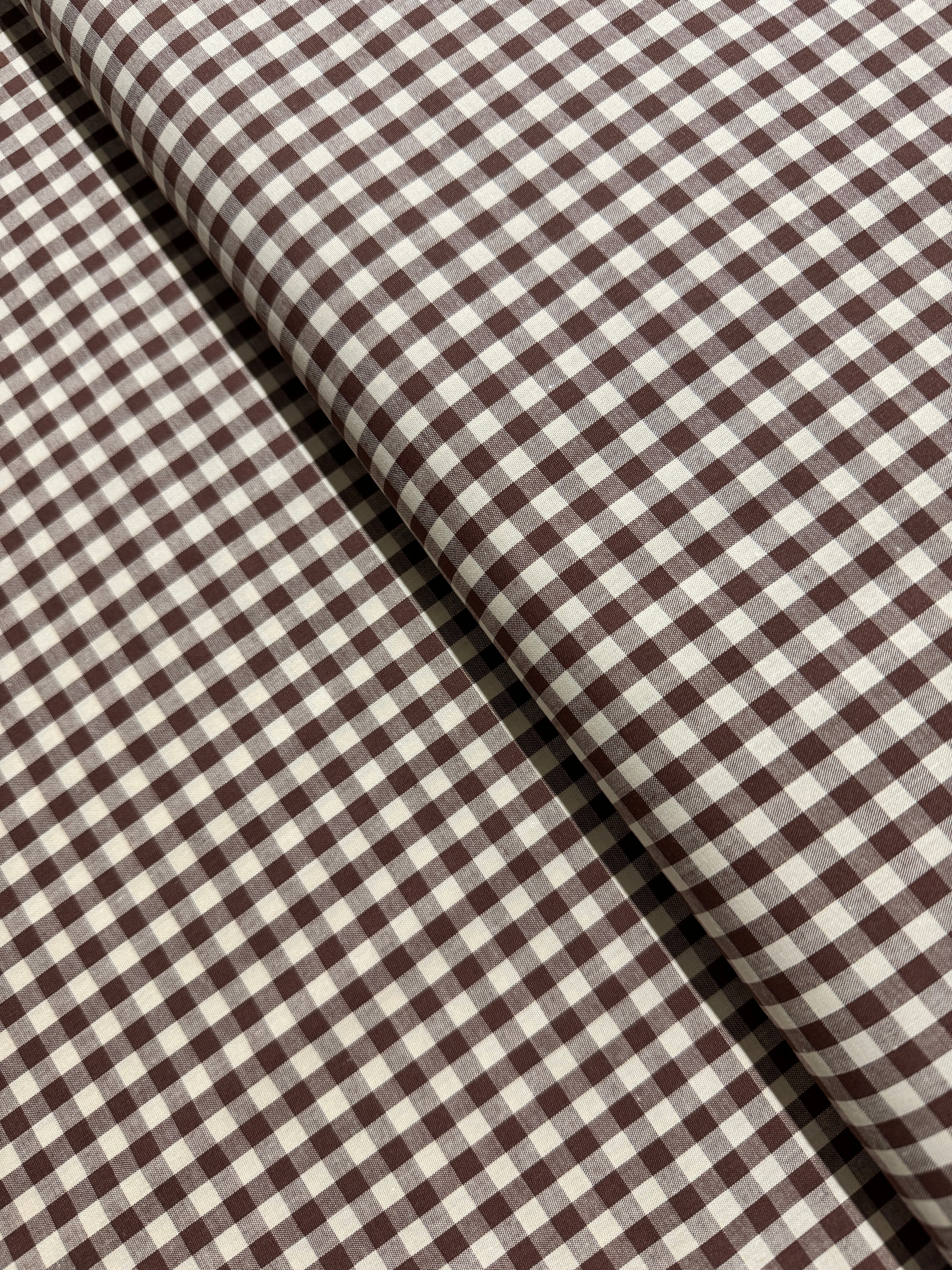 Crawford Gingham - Yarn Dyed 1/4 Inch Gingham Brown - Remnant