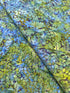 Blue and green Island Batik fabric with watercolor botanical pattern