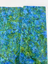 Blue and green Island Batik fabric with watercolor botanical pattern