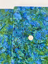 Blue and green Island Batik fabric with watercolor botanical pattern