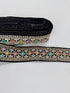 Multicolor embroidered trim on black with beads, sequins, and metallic thread detailing for lehengas, sarees, dupattas, costumes, accessories, and sewing projects.