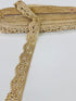 Champagne gold crystal beaded lace trim with intricate embroidery and sparkling embellishments for bridal gowns, sarees, lehengas, veils, and couture sewing projects.