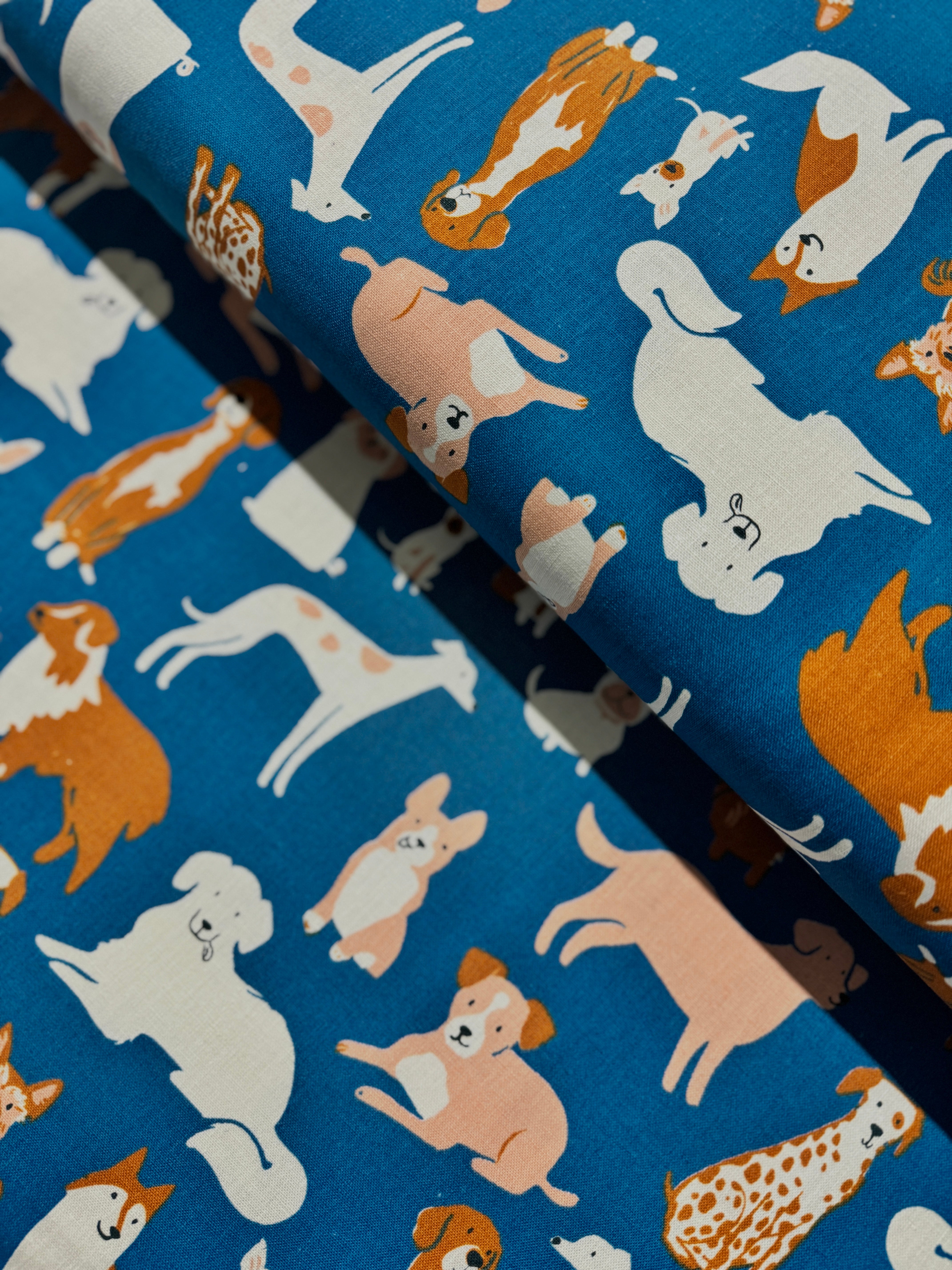 Dog Park - Dog Medley Chambray Canvas - Remnant