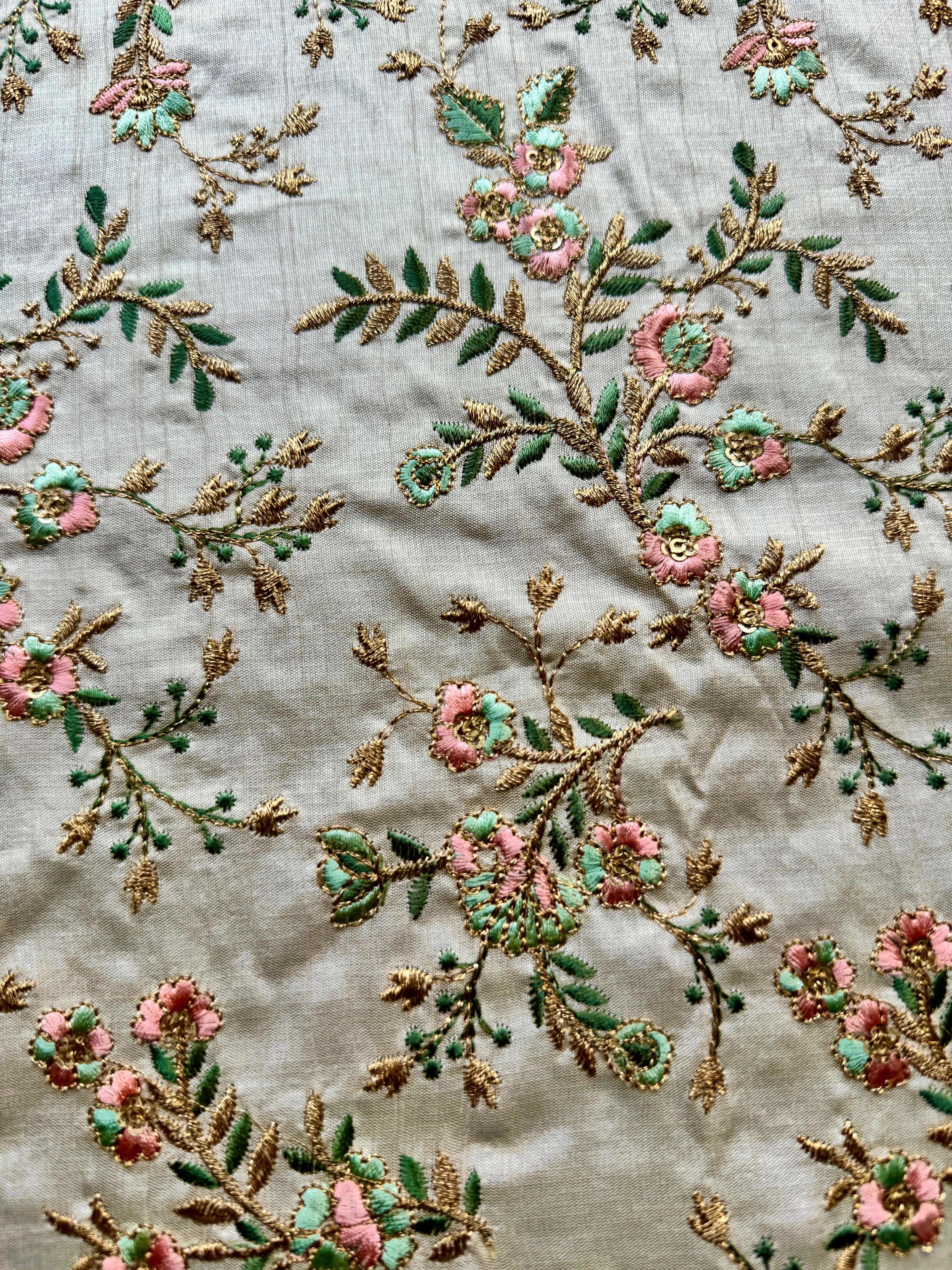 Bangalore Silk Embroidered Fabric with Sequins - Remnant